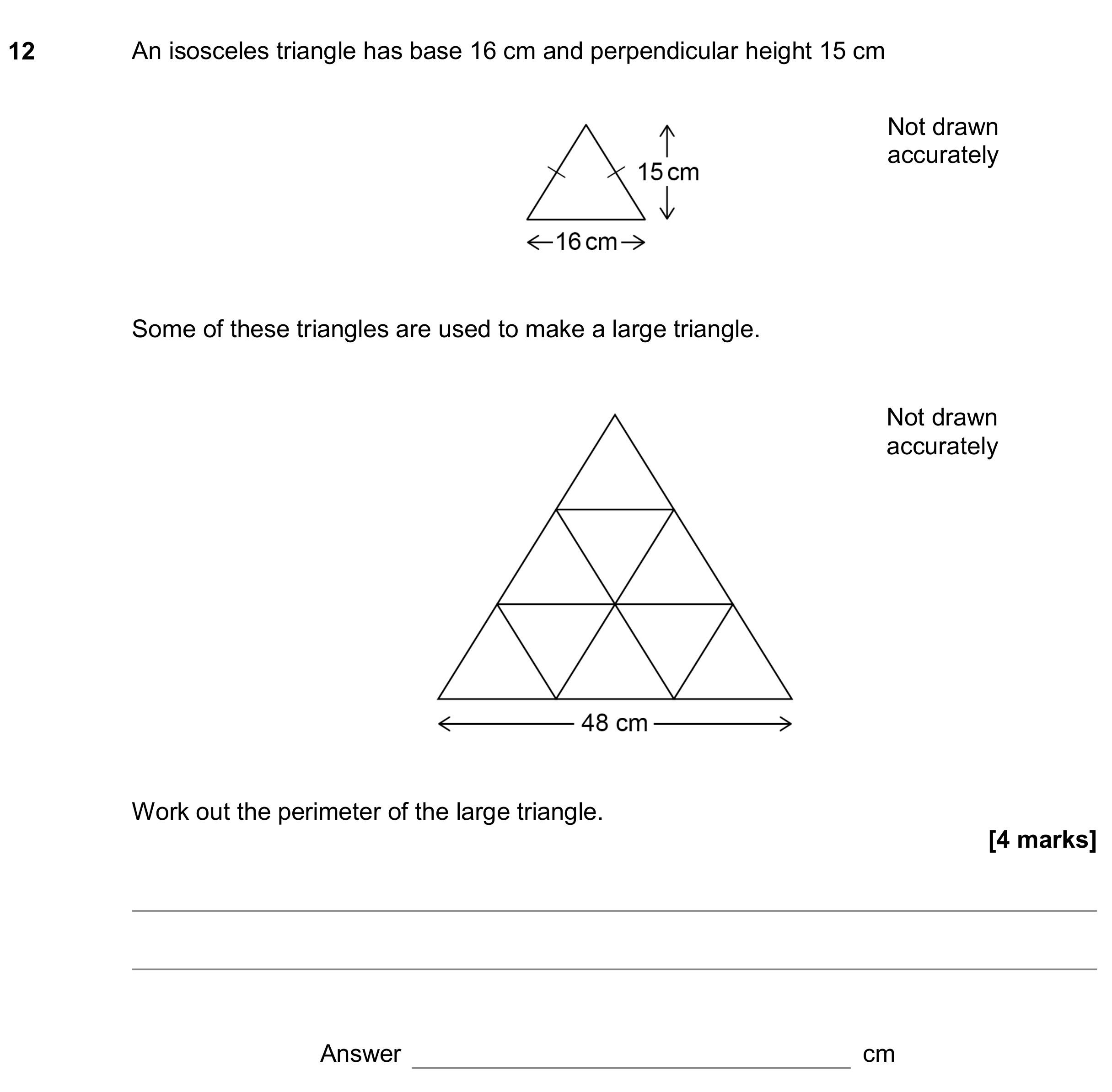 Question 12 — Perimeter and Area, Pythagoras — AQA GCSE November 2019