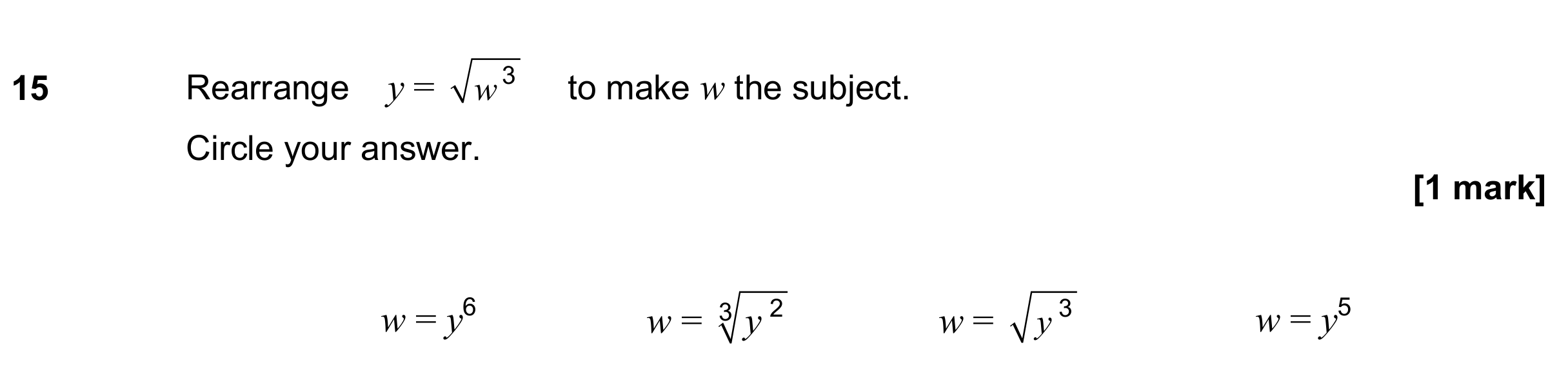 Question 15 — Formulae — AQA GCSE November 2019