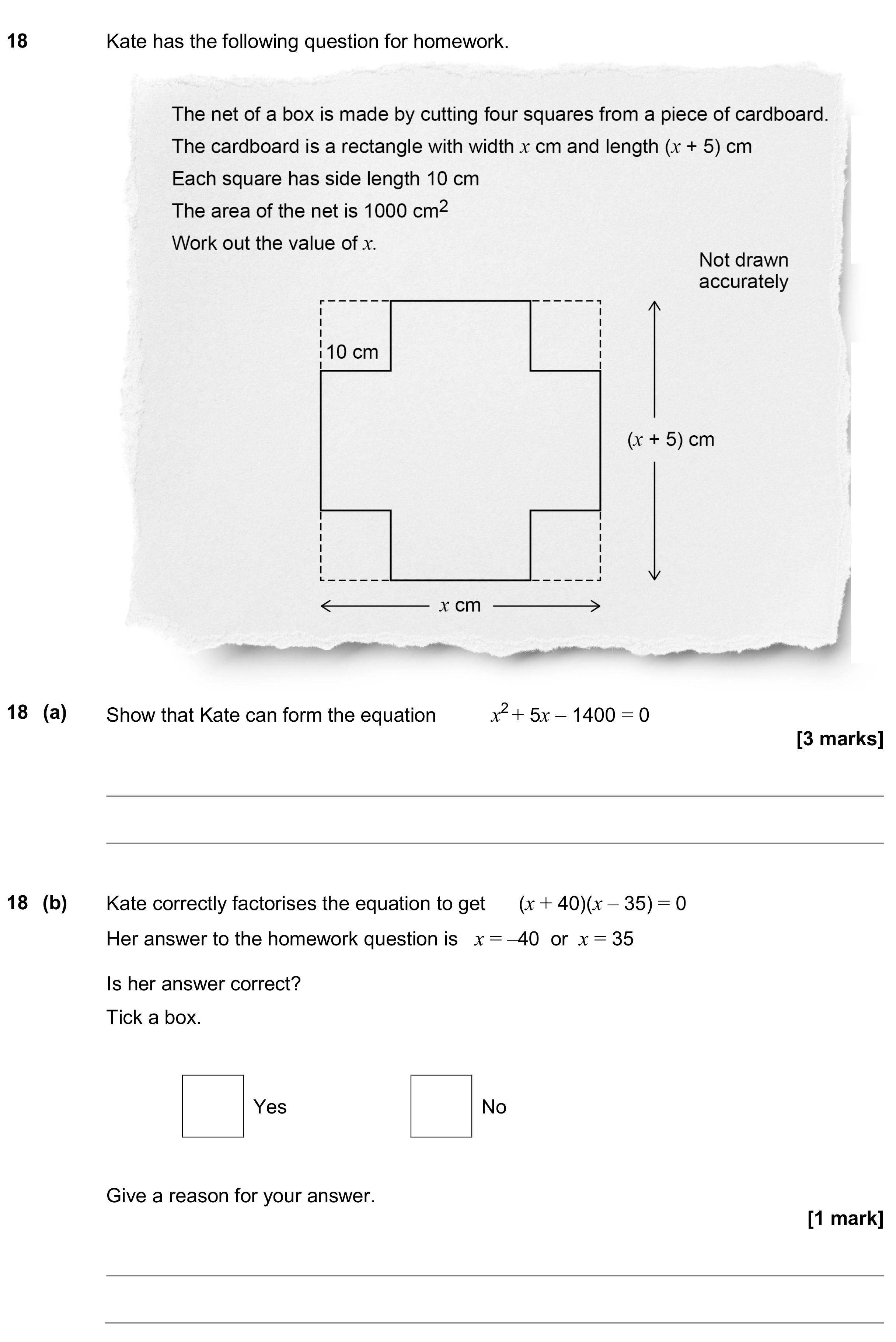 Question 18 — Perimeter and Area — AQA GCSE November 2019