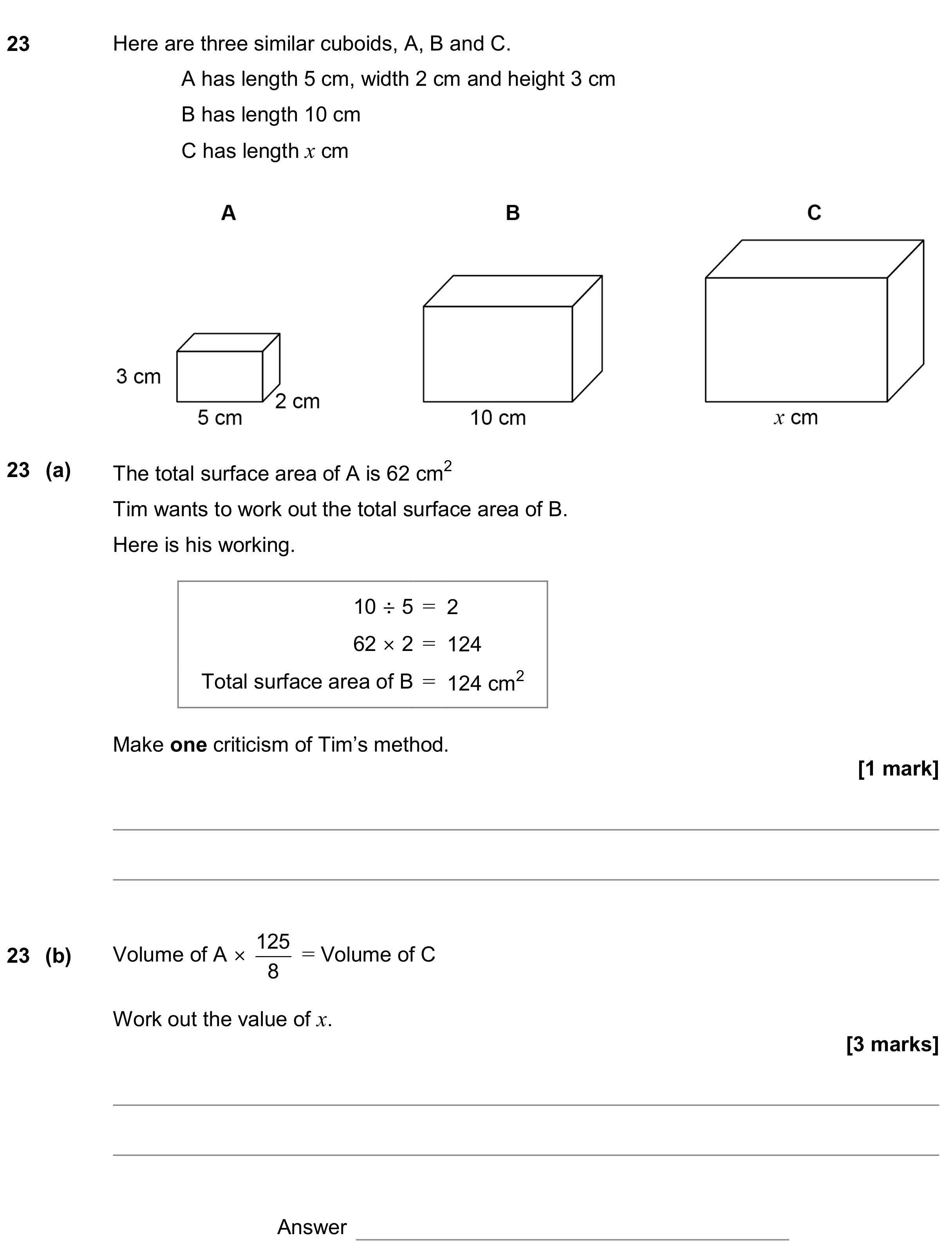 Question 23 — Congruence and Similarity — AQA GCSE November 2019