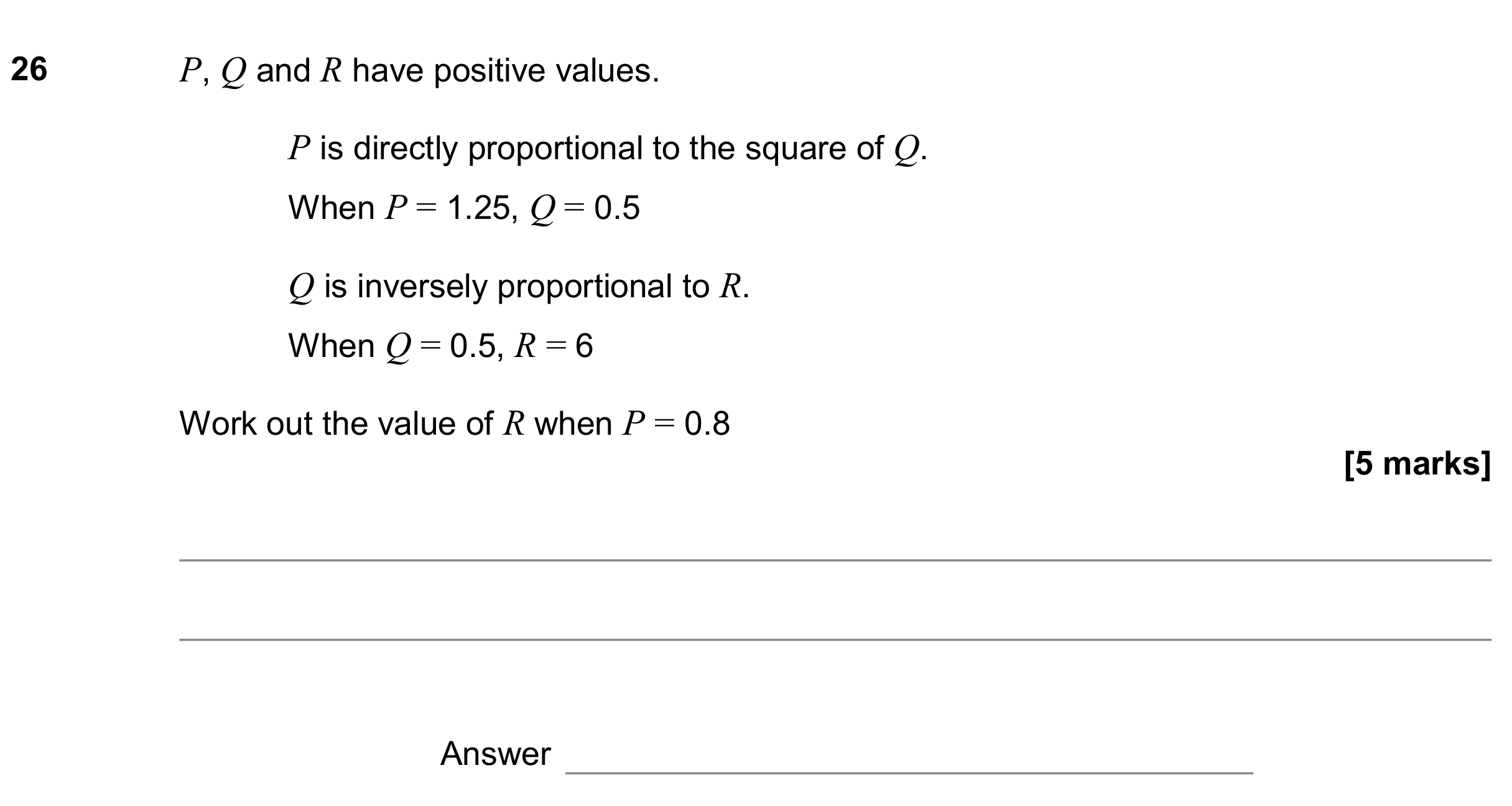 Question 26 — Proportion — AQA GCSE November 2019