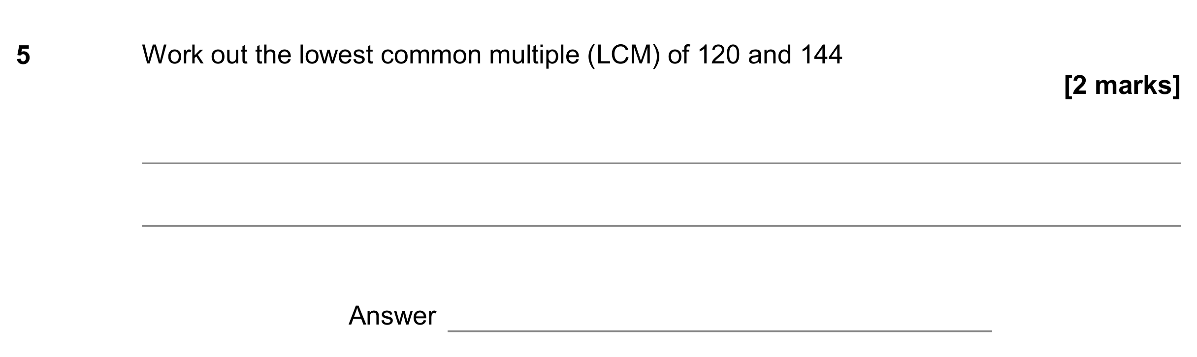 Question 5 — HCF and LCM — AQA GCSE November 2019
