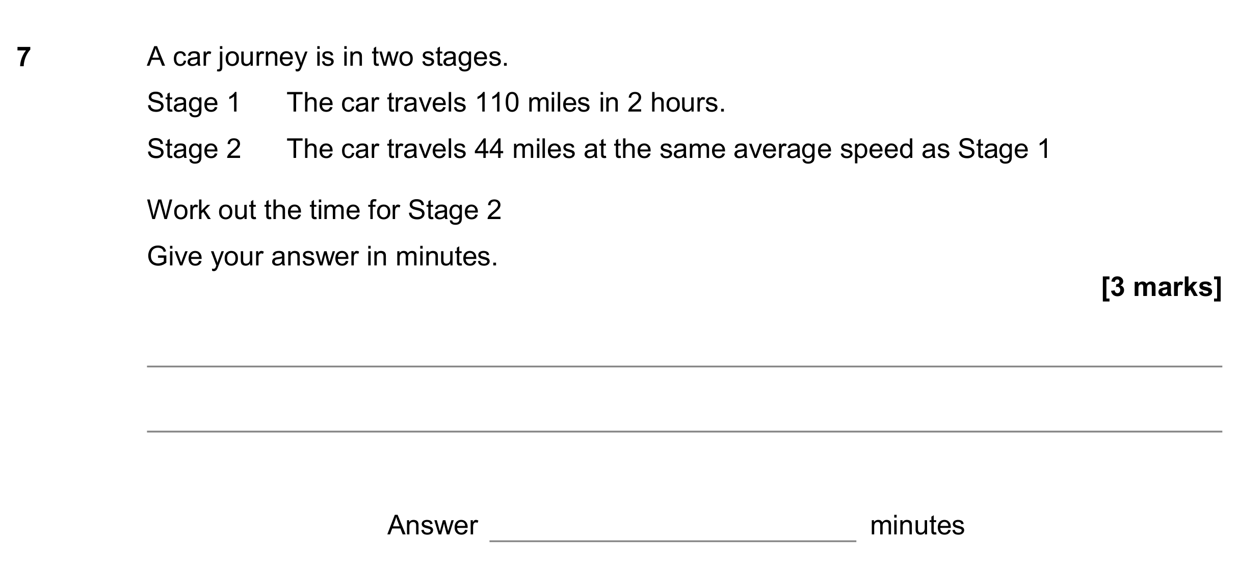 Question 7 — Speed/Distance/Time/Density/Pressure — AQA GCSE November 2019