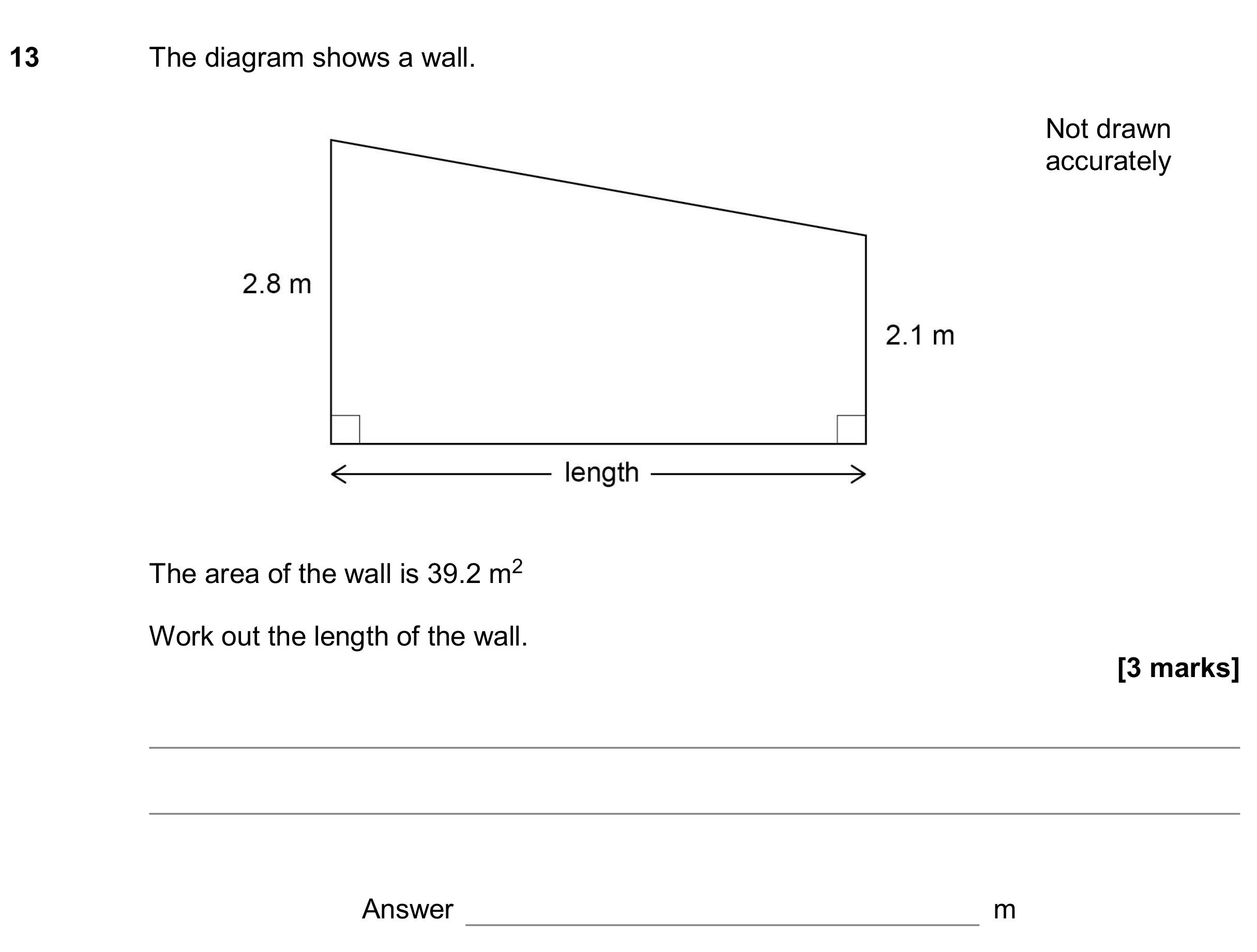 Question 13 — Perimeter and Area — AQA GCSE June 2020