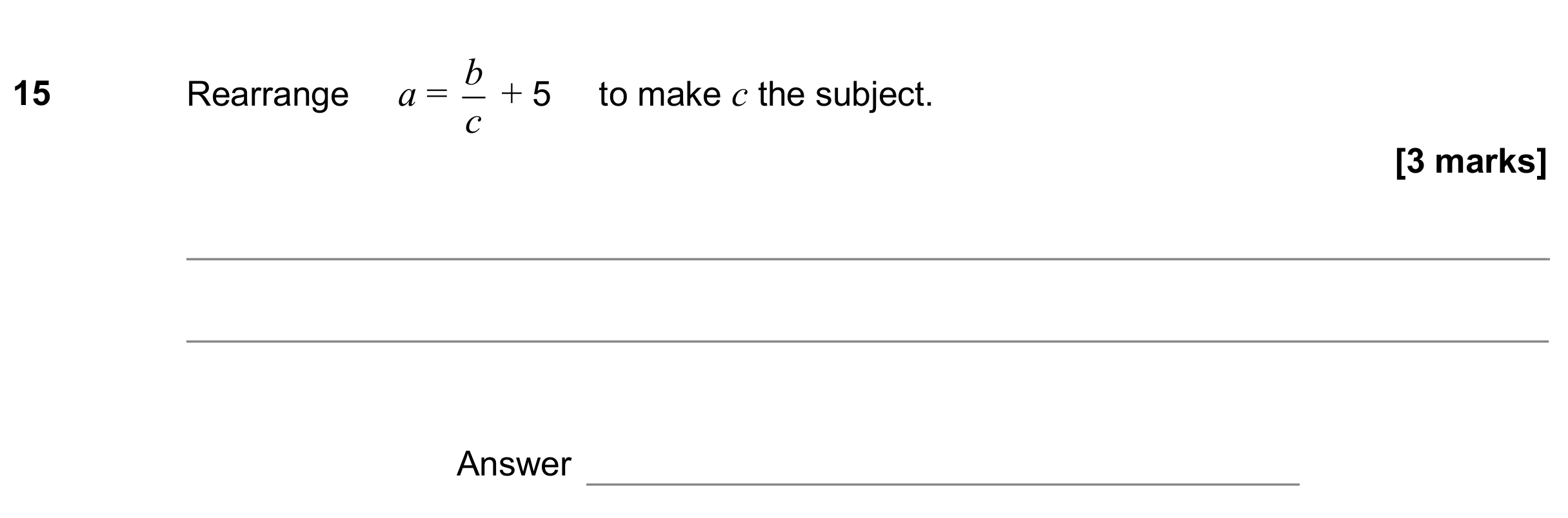 Question 15 — Formulae — AQA GCSE June 2020