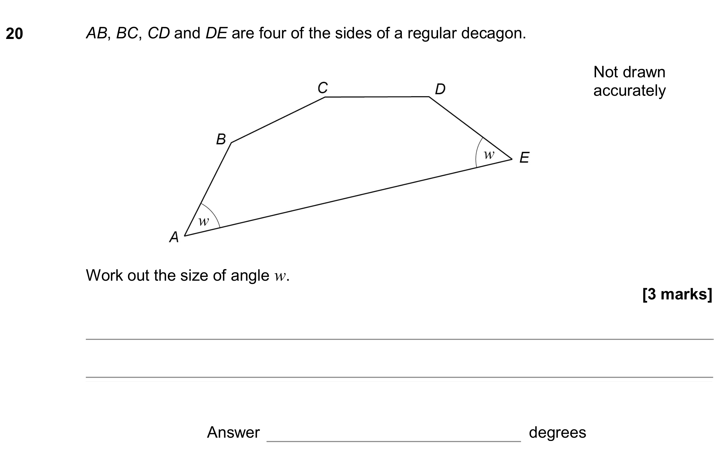 Question 20 — Angles — AQA GCSE June 2020
