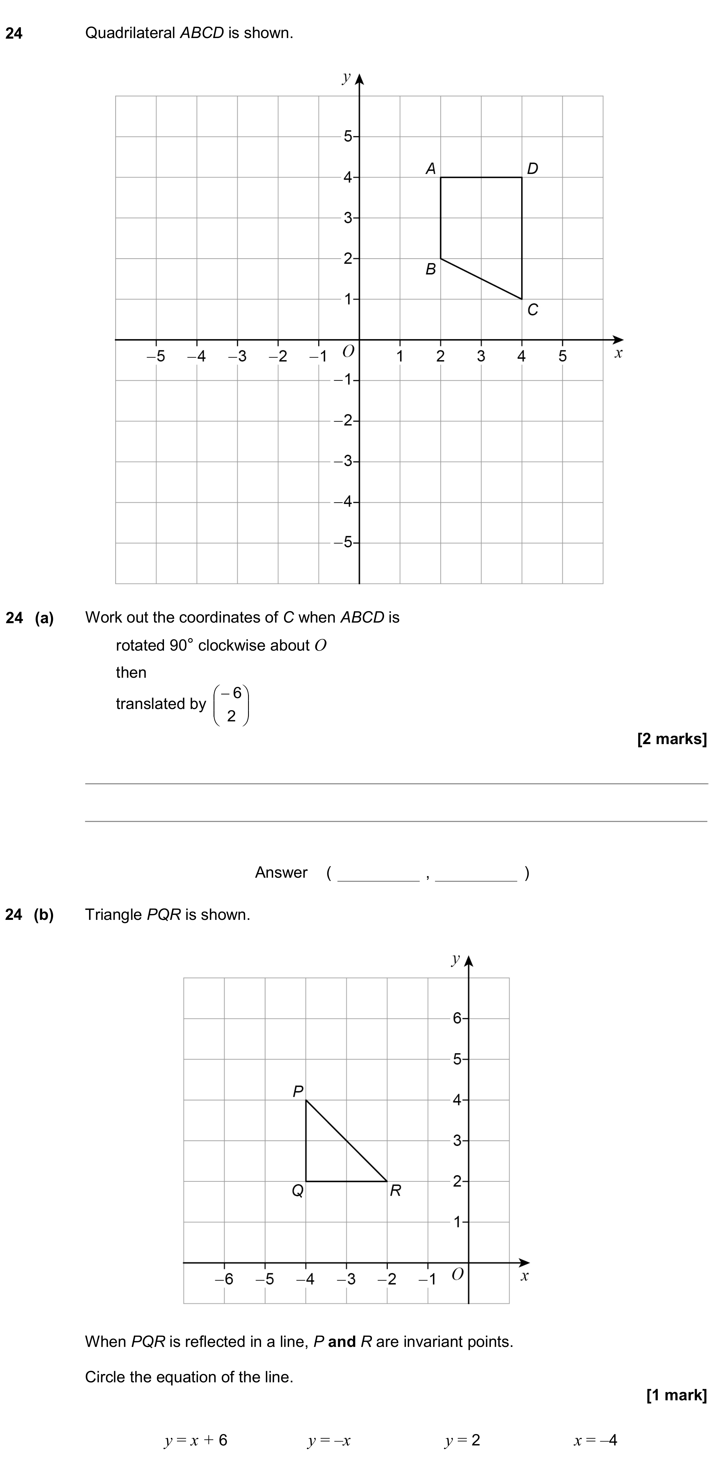Question 24 — Rotations/Reflections/Translations/Enlargements — AQA GCSE June 2020