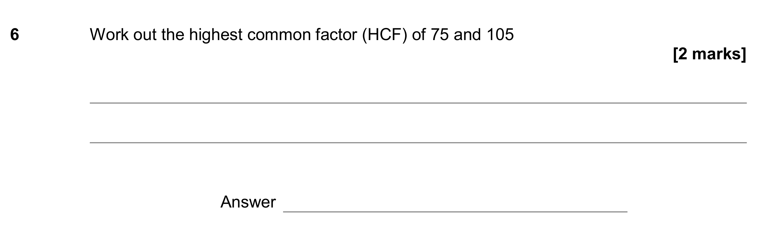 Question 6 — HCF and LCM — AQA GCSE June 2020