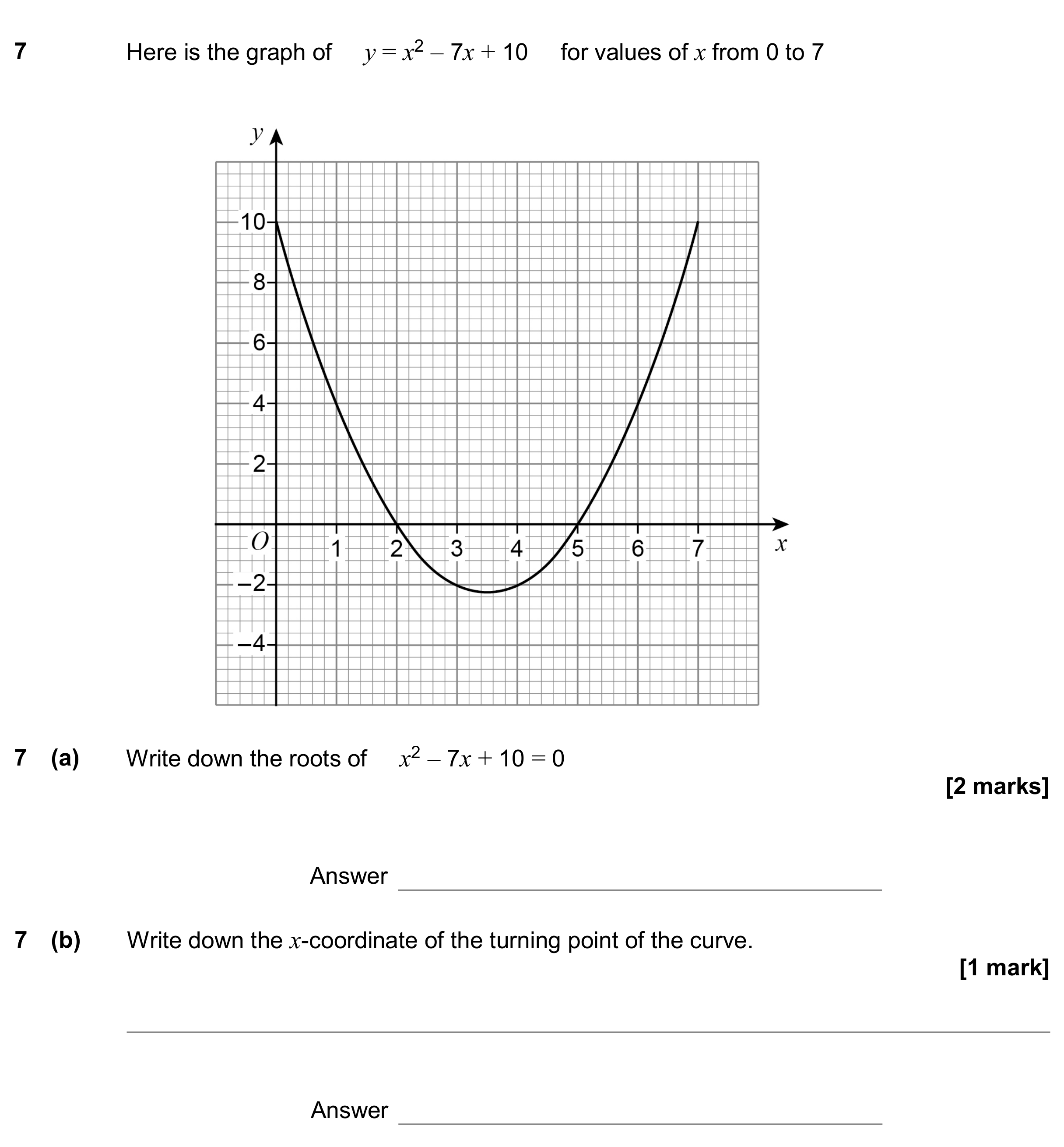 Question 7 — Graphs — AQA GCSE June 2020