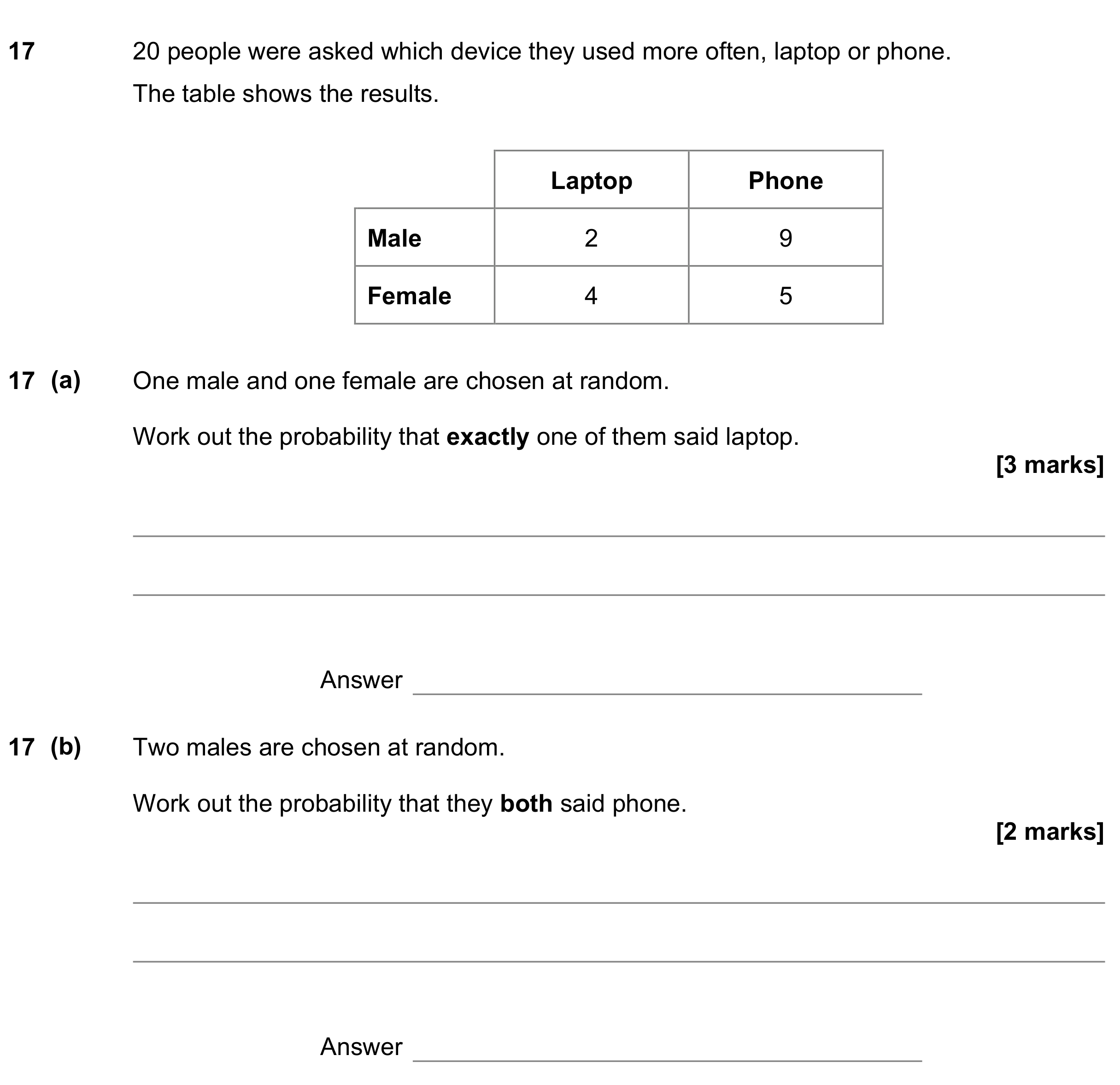 Question 17 — Probability — AQA GCSE June 2021