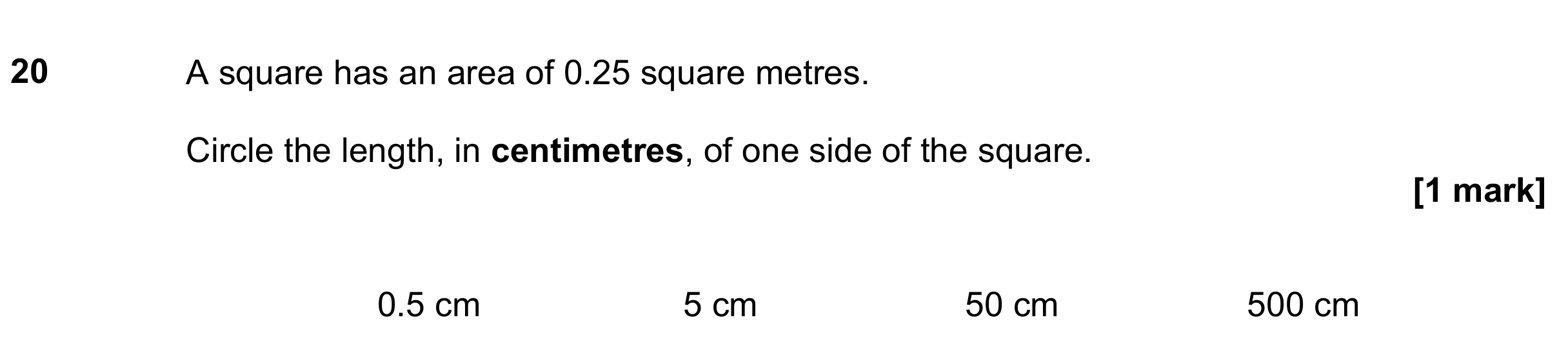 Question 20 — Unit Conversions, Perimeter and Area — AQA GCSE June 2021