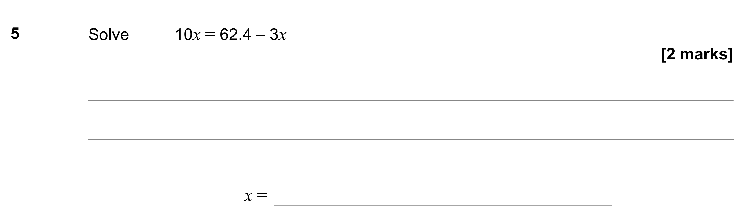 Question 5 — Linear Equations — AQA GCSE June 2021