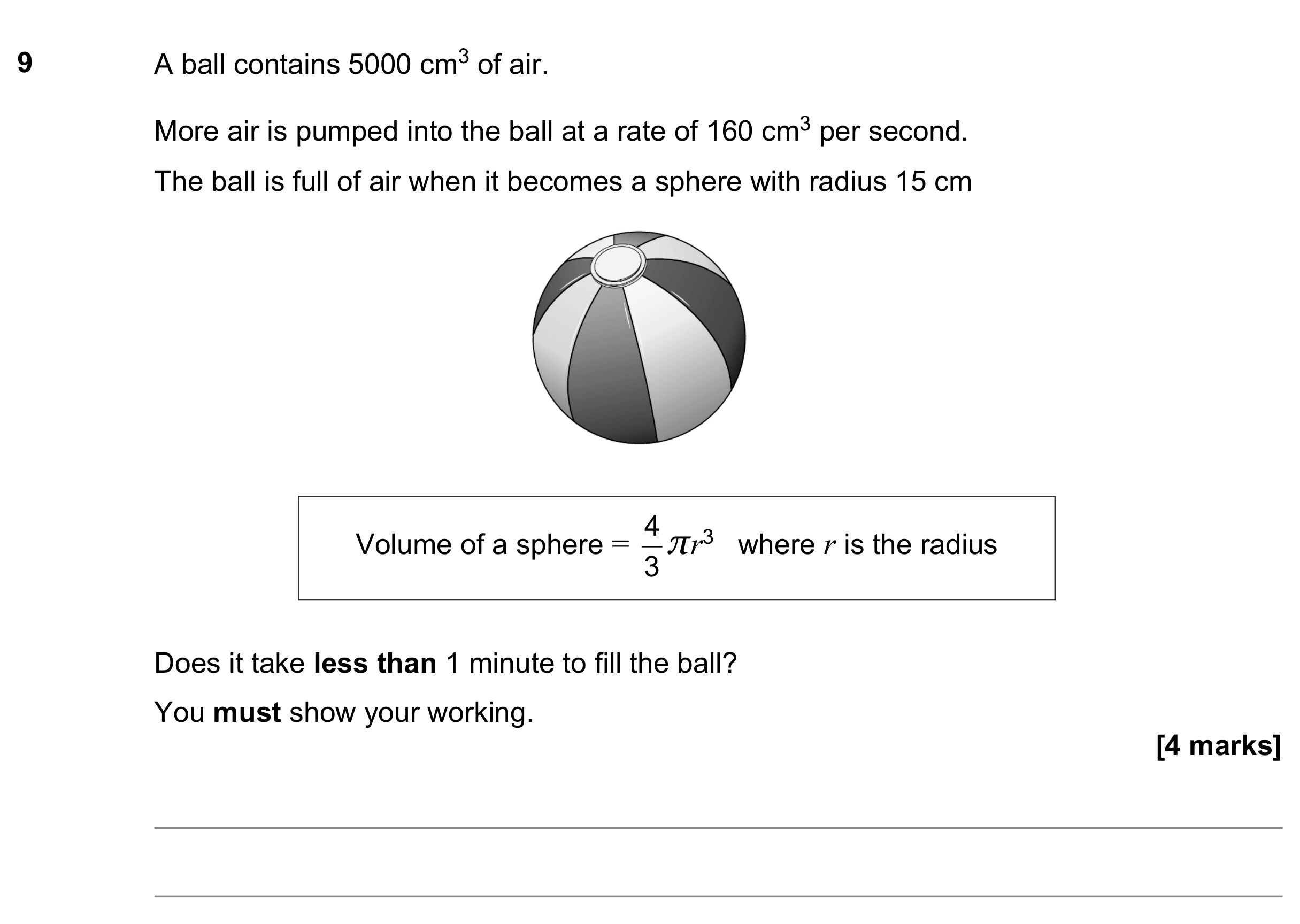 Question 9 — Surface Area and Volume — AQA GCSE June 2021