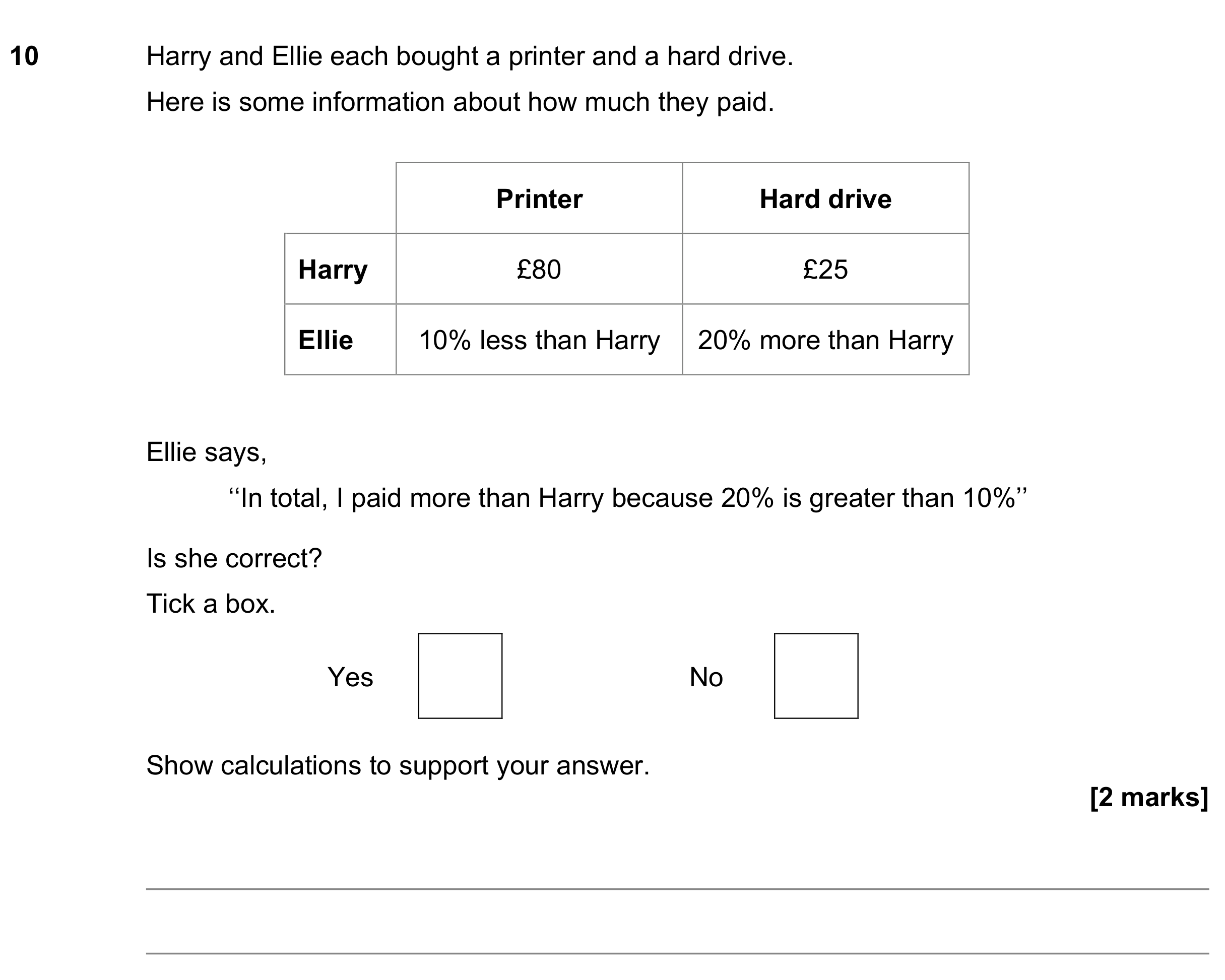 Question 10 — Percentages, Money Problems — AQA GCSE June 2022