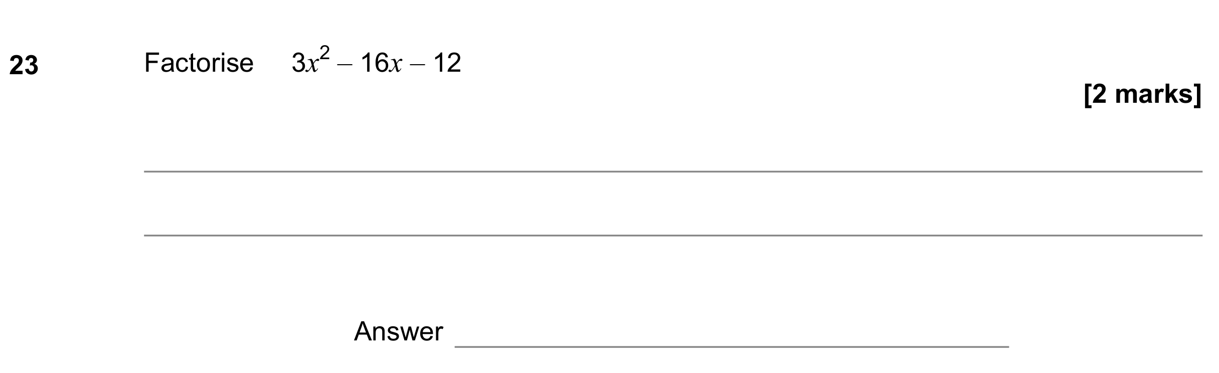 Question 23 — Quadratic Equations — AQA GCSE June 2022