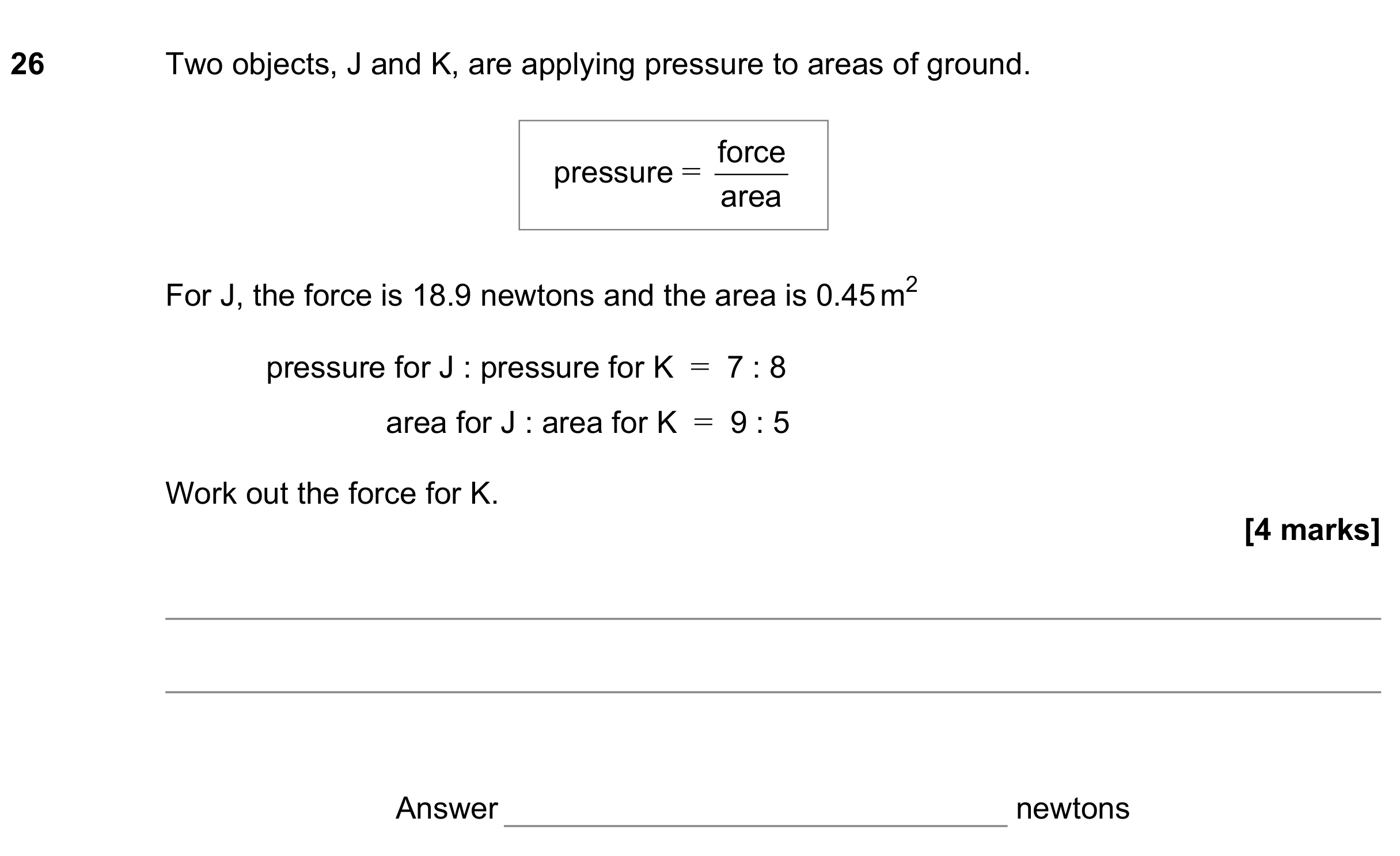 Question 26 — Speed/Distance/Time/Density/Pressure, Ratios — AQA GCSE June 2022