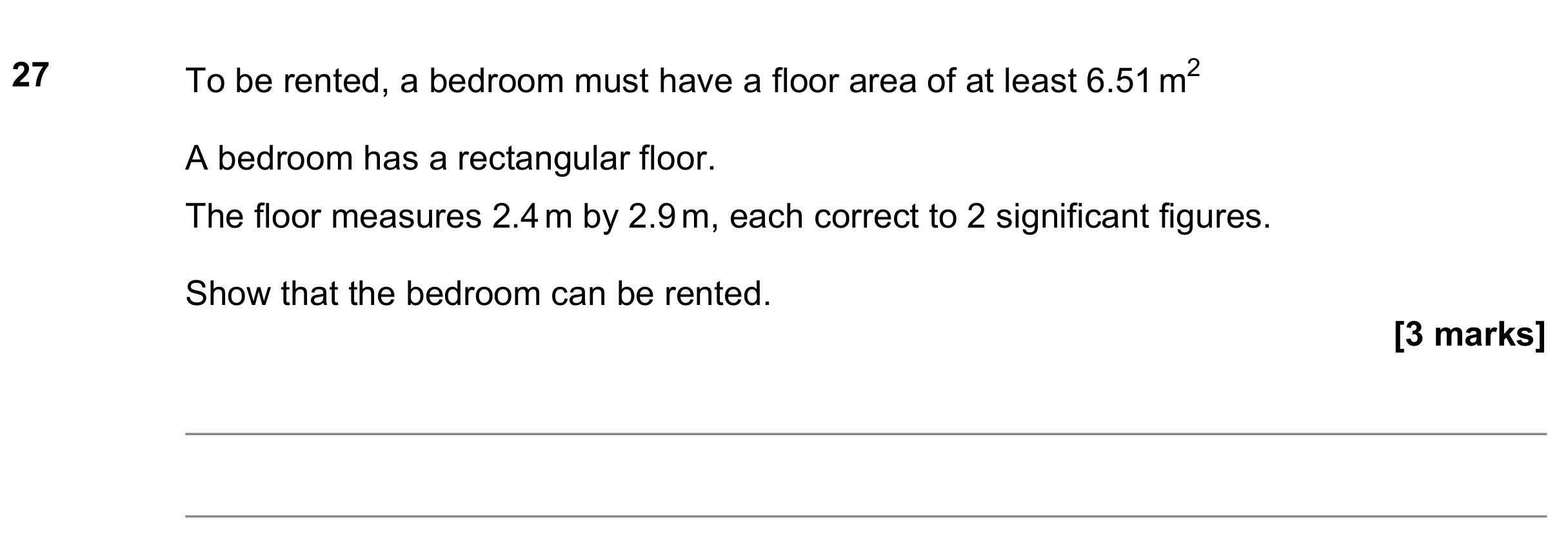 Question 27 — Perimeter and Area, Rounding — AQA GCSE June 2022