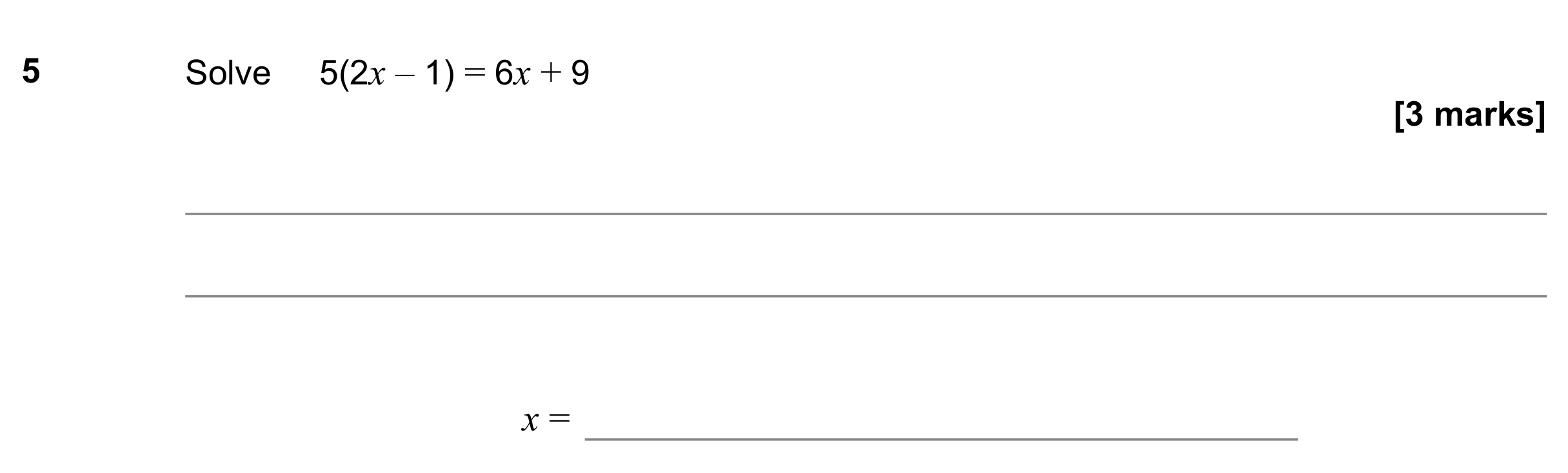 Question 5 — Linear Equations — AQA GCSE June 2022