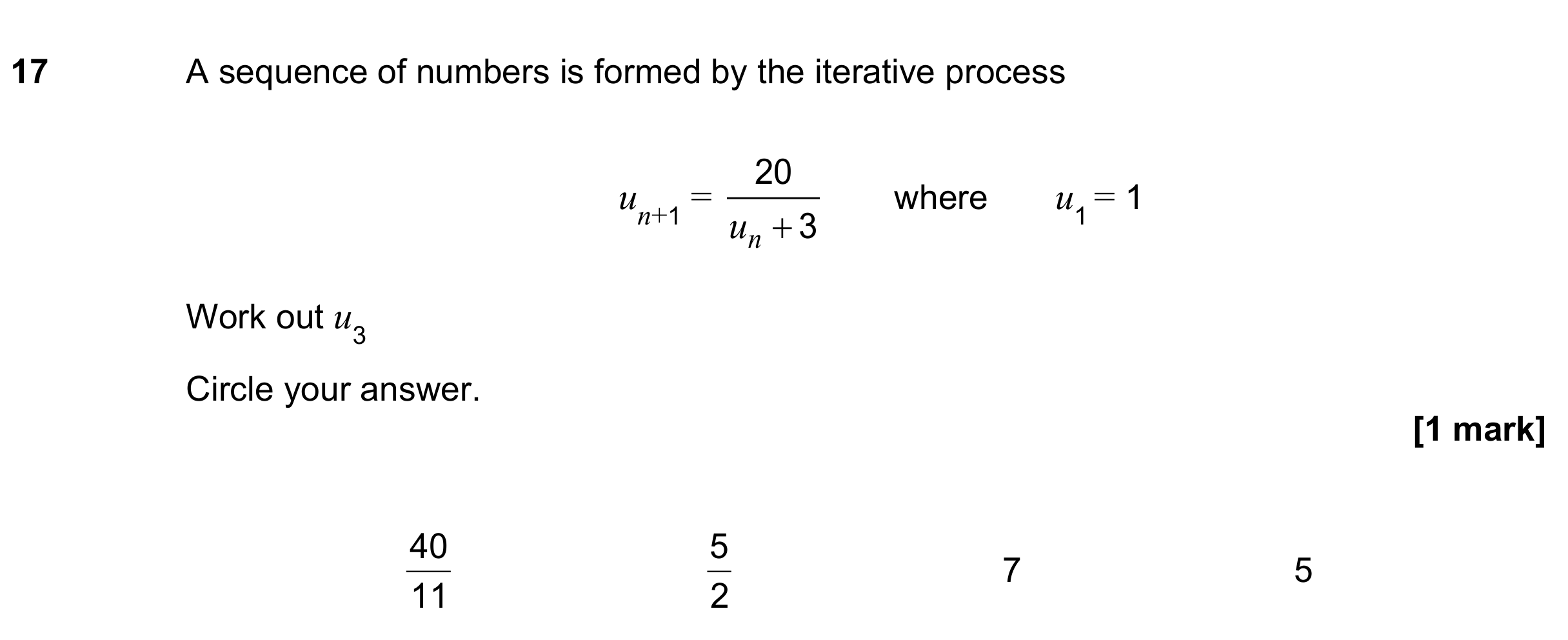Question 17 — Recurrence Relations — AQA GCSE November 2022