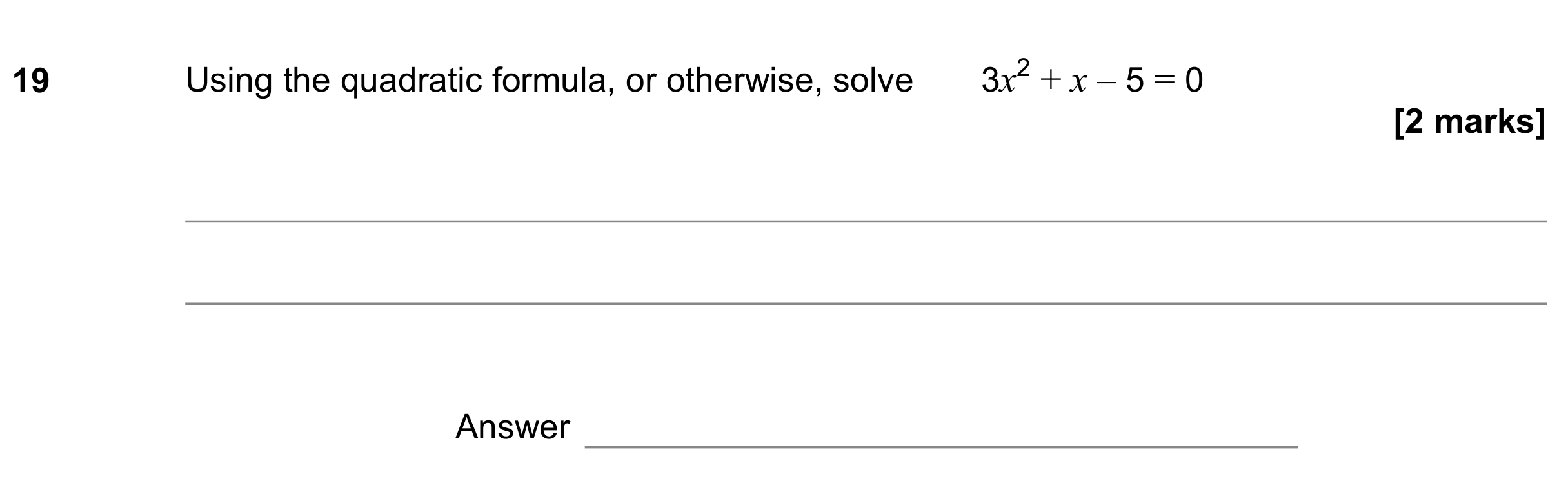 Question 19 — Quadratic Equations — AQA GCSE November 2022