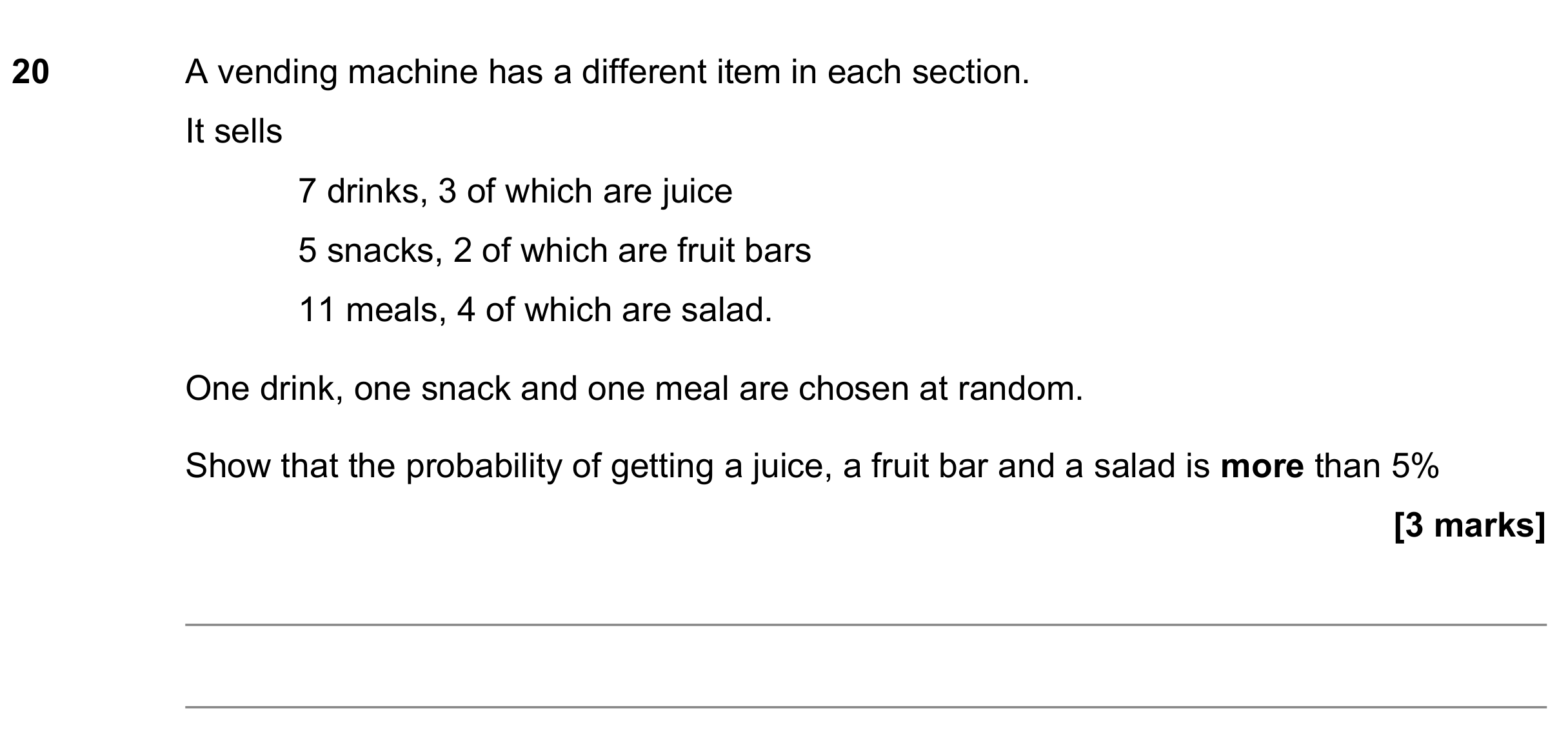 Question 20 — Probability — AQA GCSE November 2022