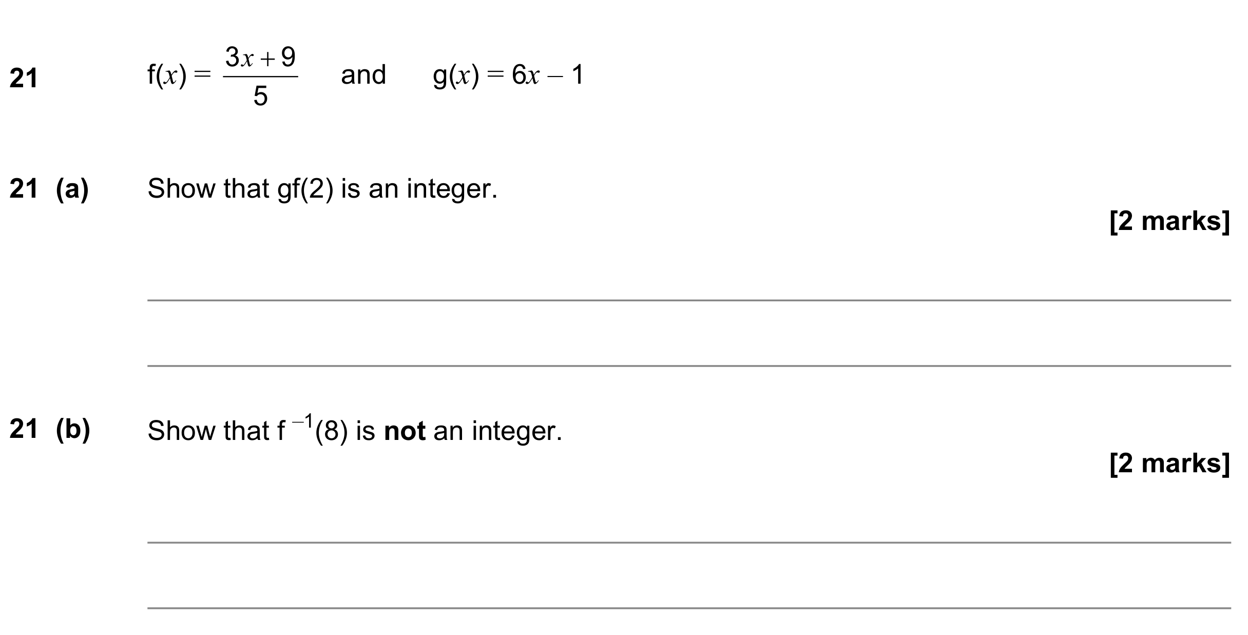 Question 21 — Functions — AQA GCSE November 2022