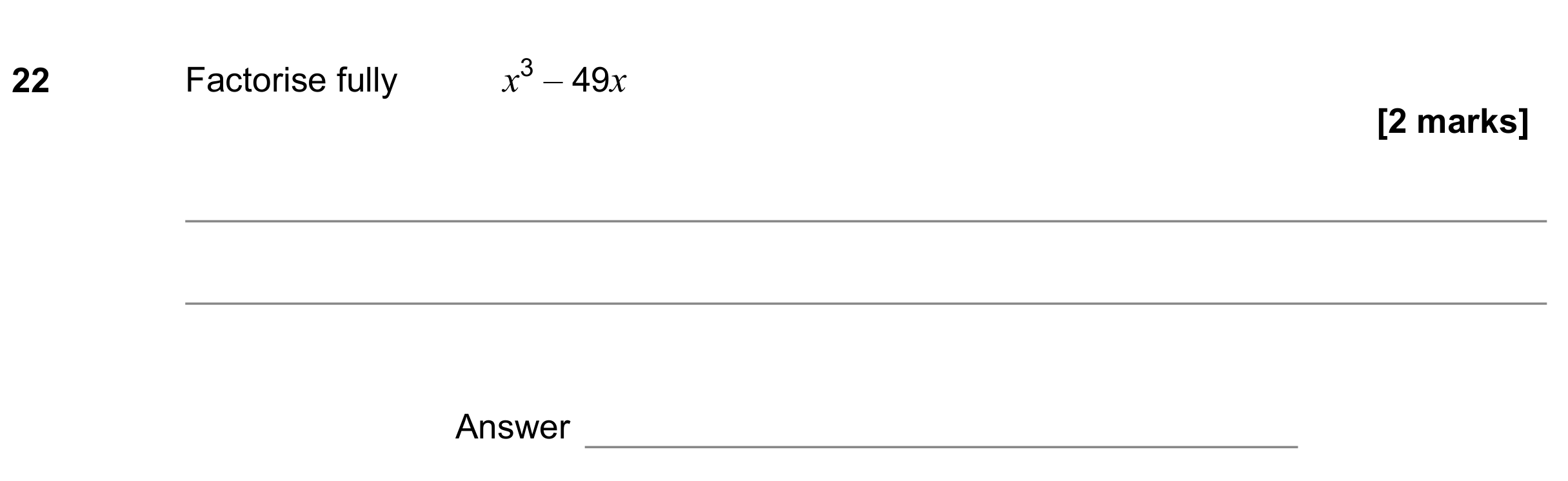Question 22 — Algebra (Expand/Simplify/Factorise) — AQA GCSE November 2022