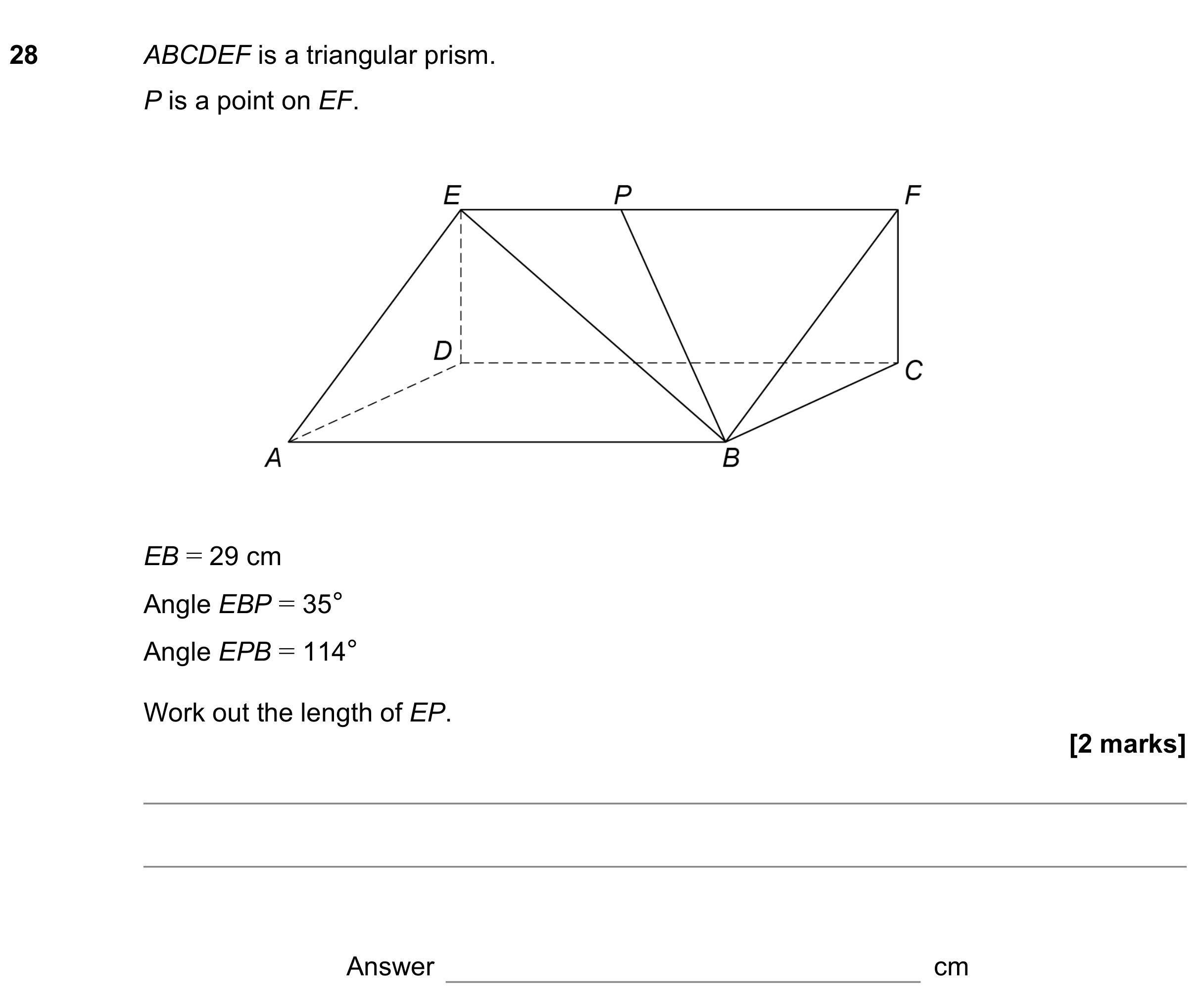 Question 28 — Sine/Cosine Rule — AQA GCSE November 2022