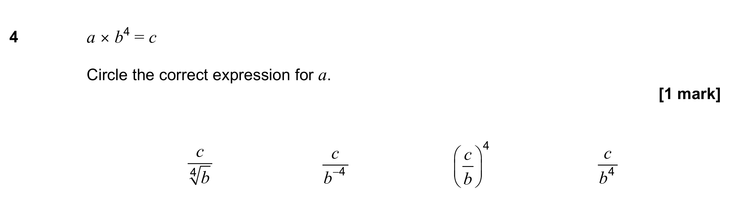 Question 4 — Formulae — AQA GCSE November 2022