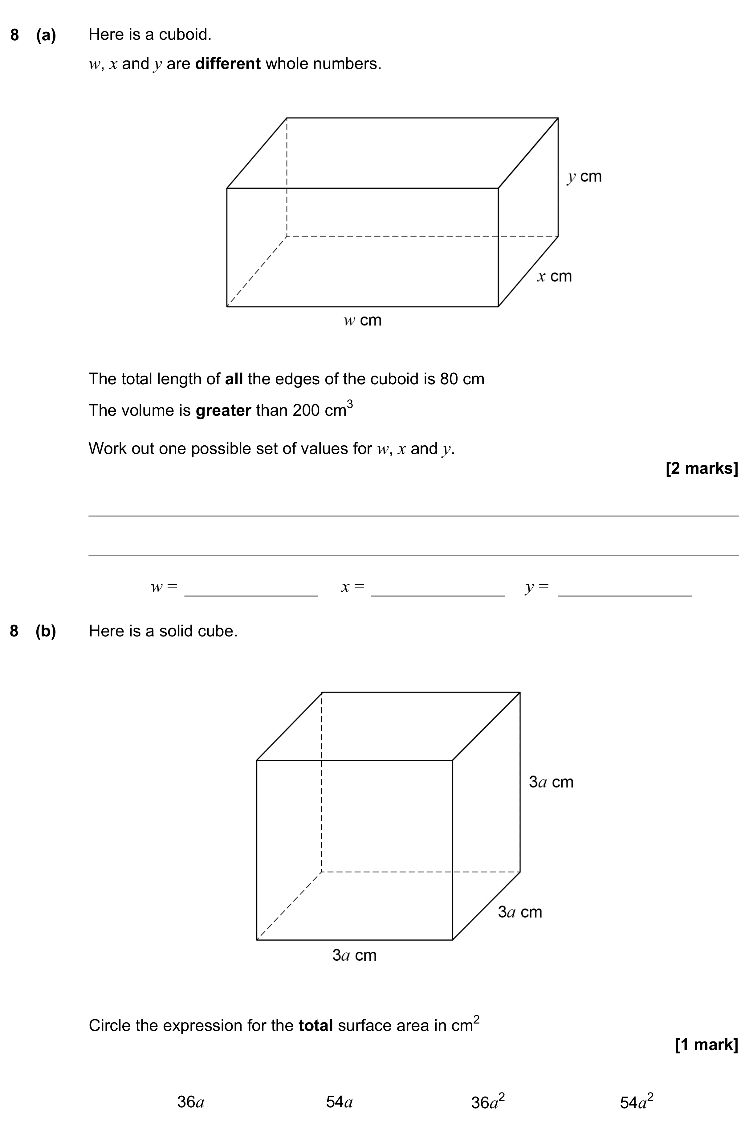 Question 8 — Surface Area and Volume — AQA GCSE November 2022