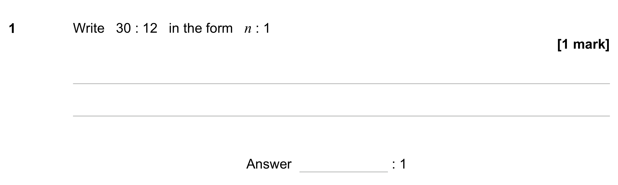 Question 1 — Ratios — AQA GCSE June 2023