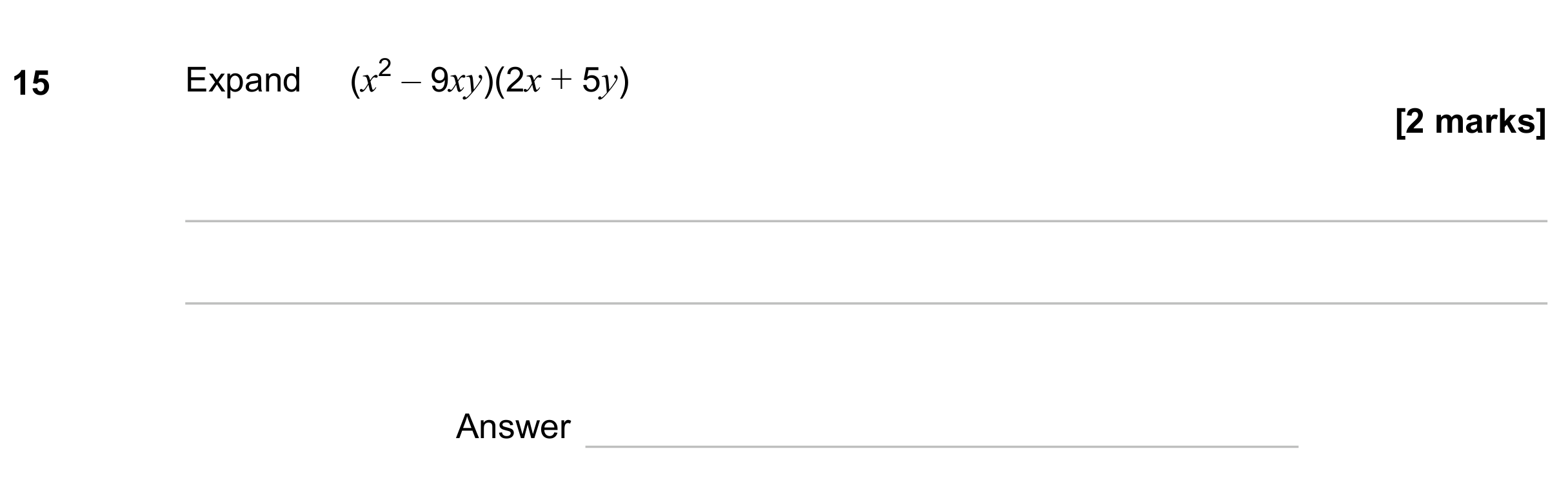 Question 15 — Algebra (Expand/Simplify/Factorise) — AQA GCSE June 2023