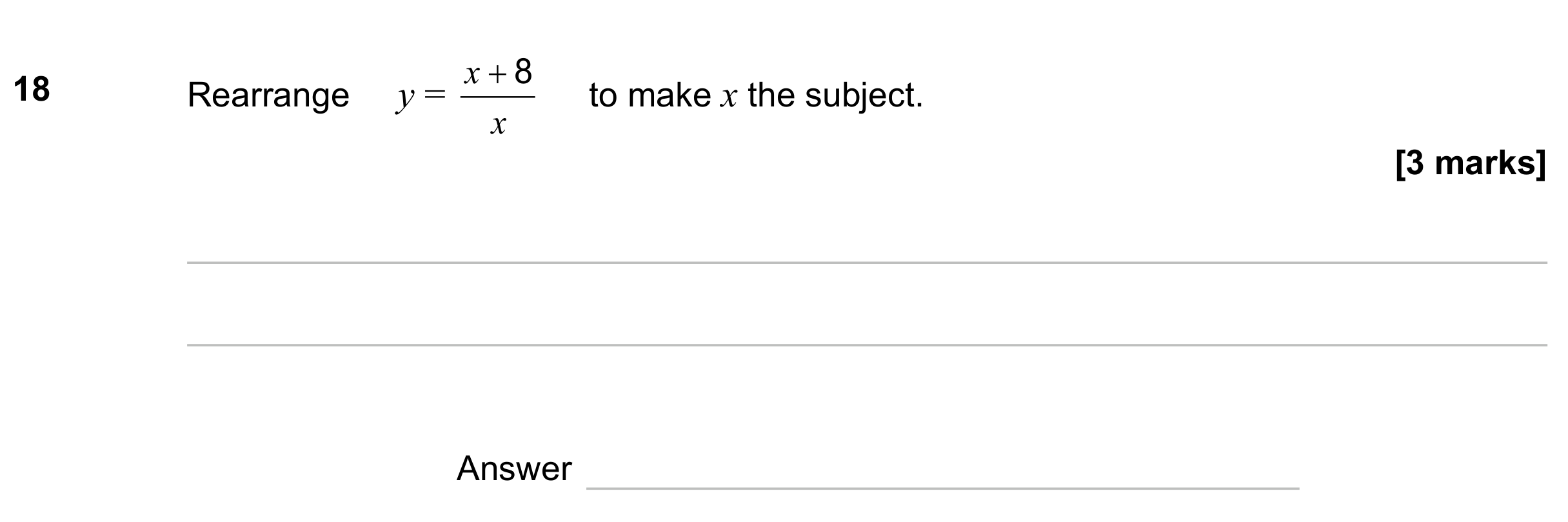 Question 18 — Formulae — AQA GCSE June 2023