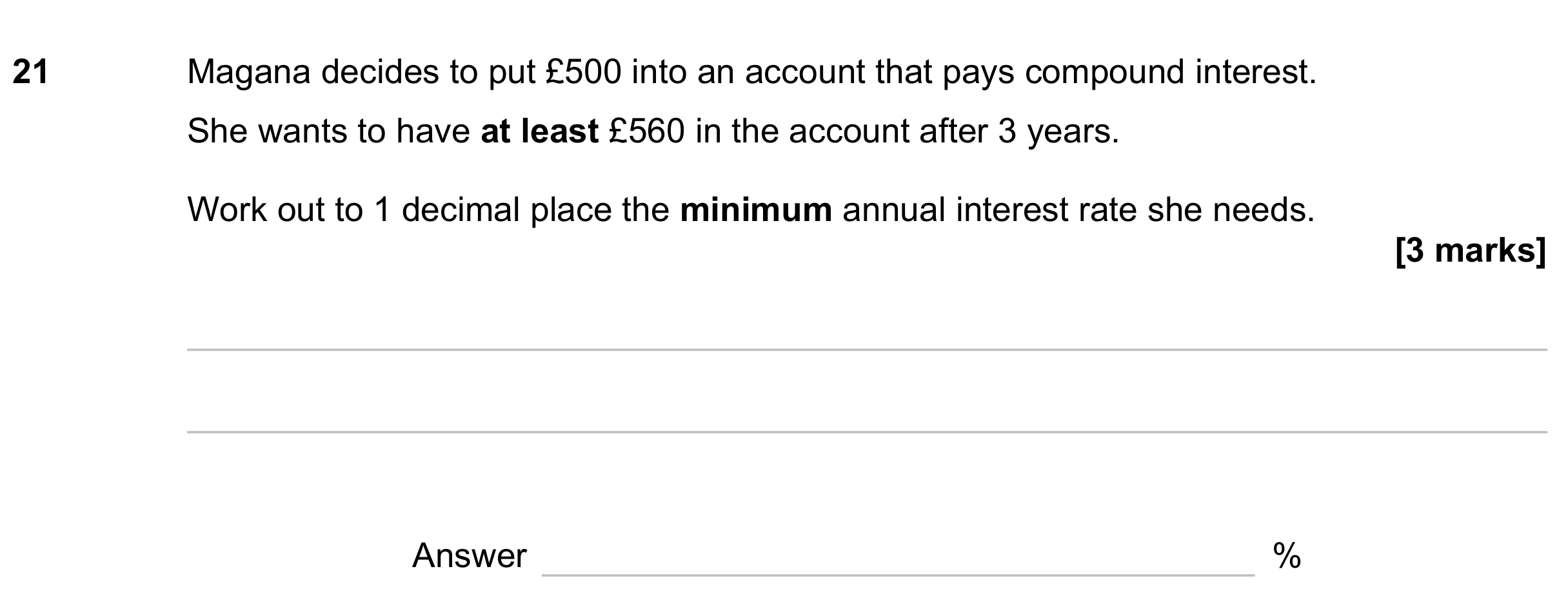 Question 21 — Compound Interest — AQA GCSE June 2023