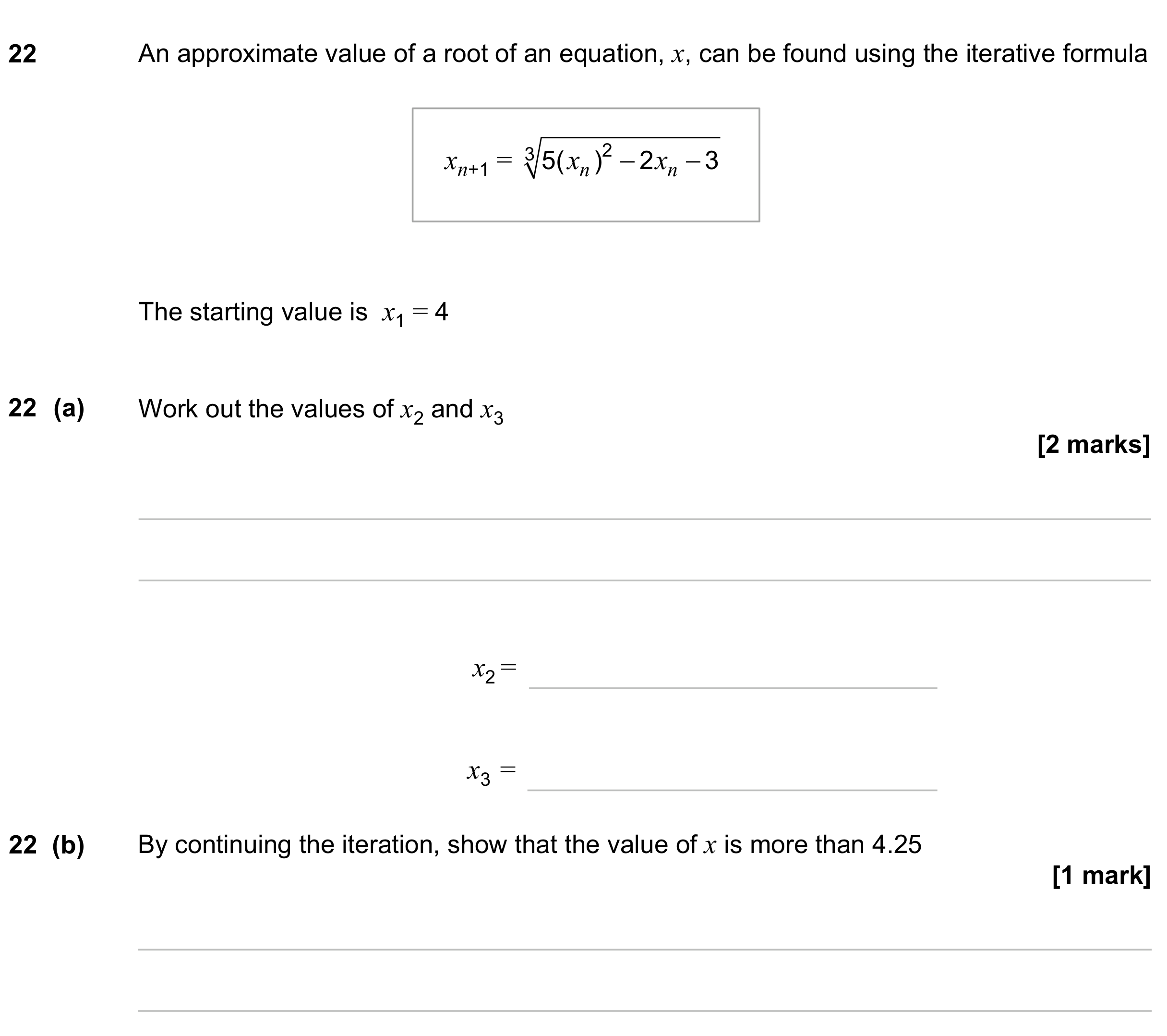 Question 22 — Numerical Methods — AQA GCSE June 2023