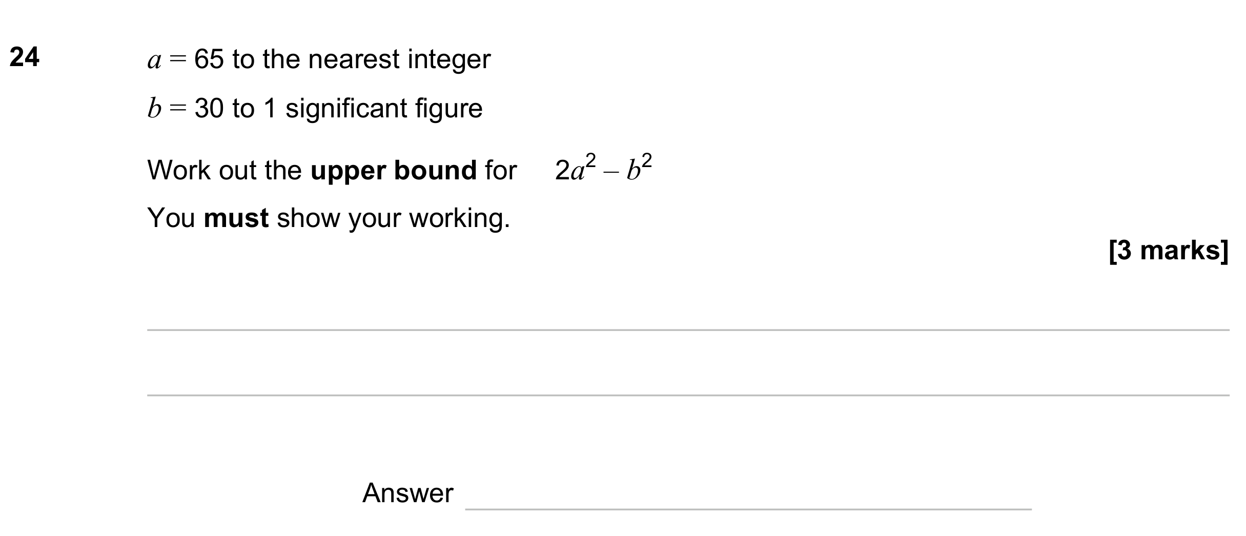 Question 24 — Upper/Lower Bounds — AQA GCSE June 2023