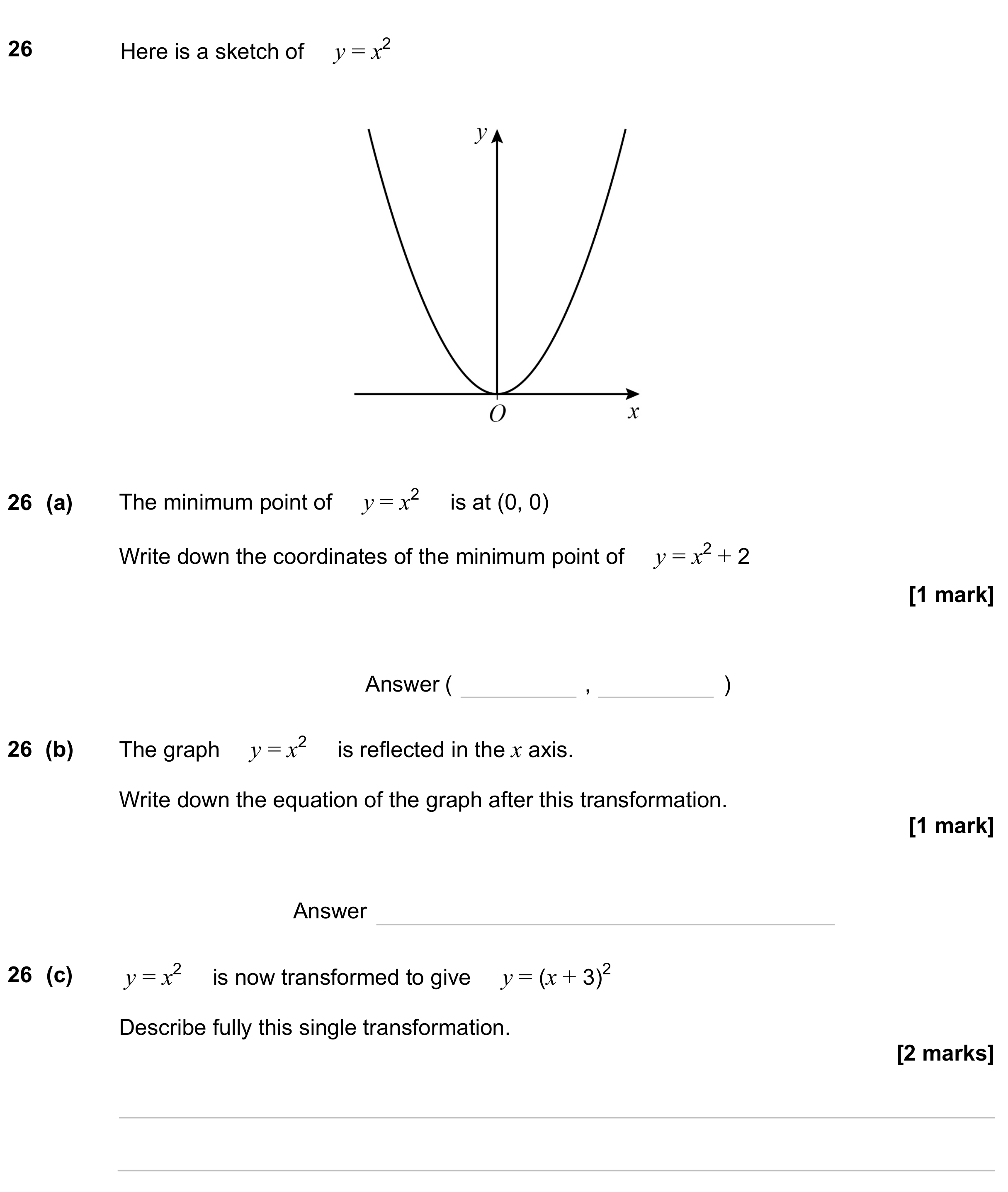 Question 26 — Graph Transformations — AQA GCSE June 2023