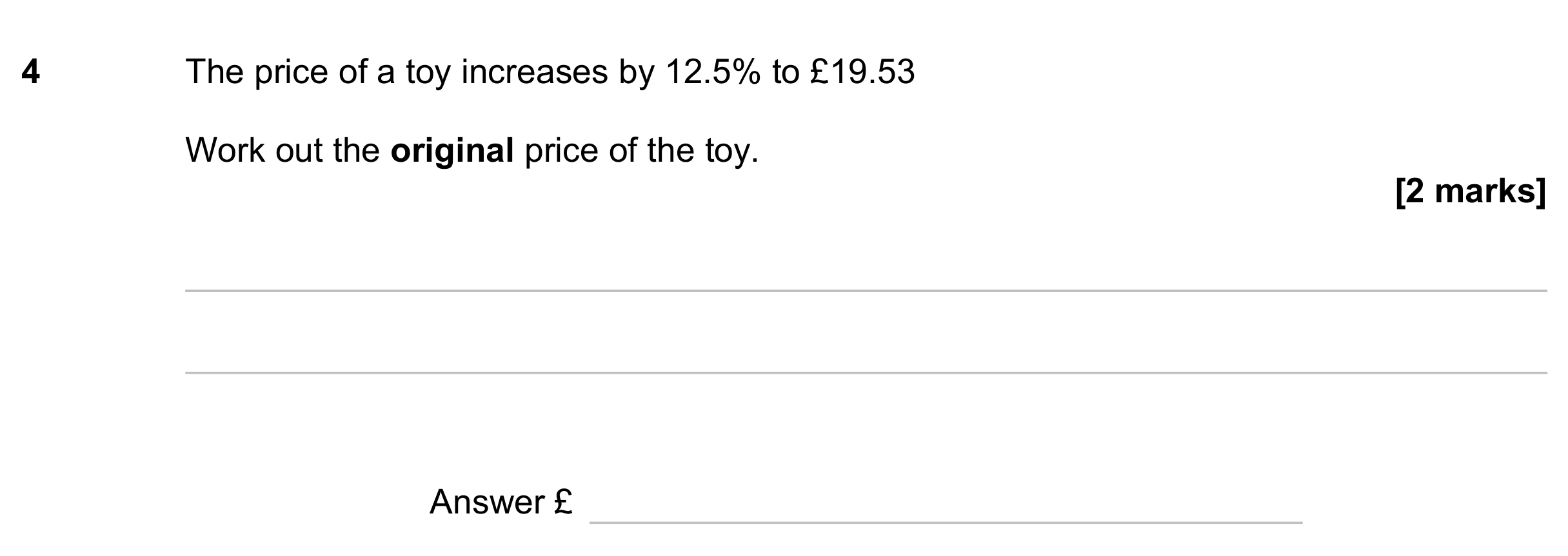 Question 4 — Percentages — AQA GCSE June 2023