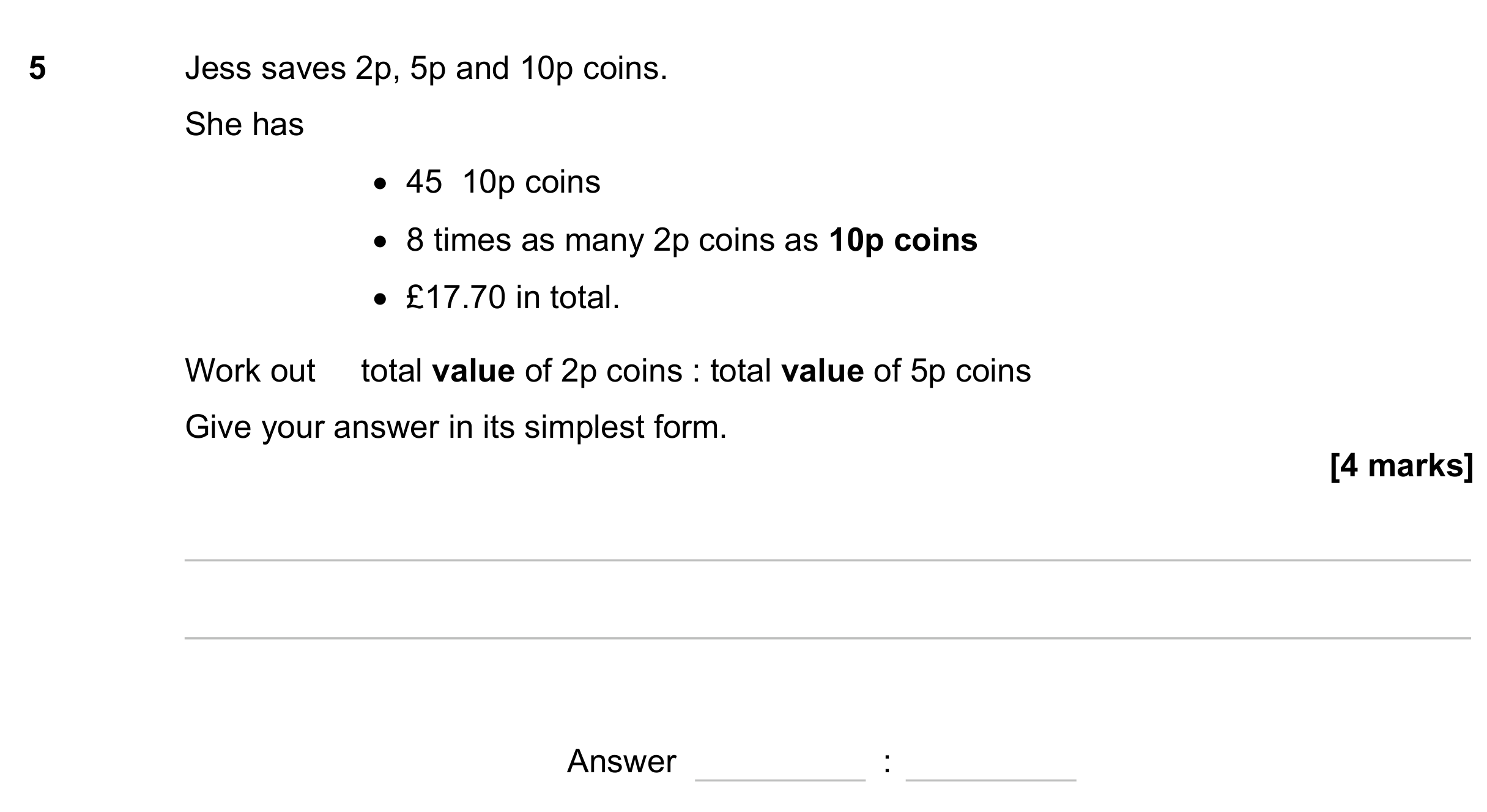 Question 5 — Ratios, Money Problems — AQA GCSE June 2023