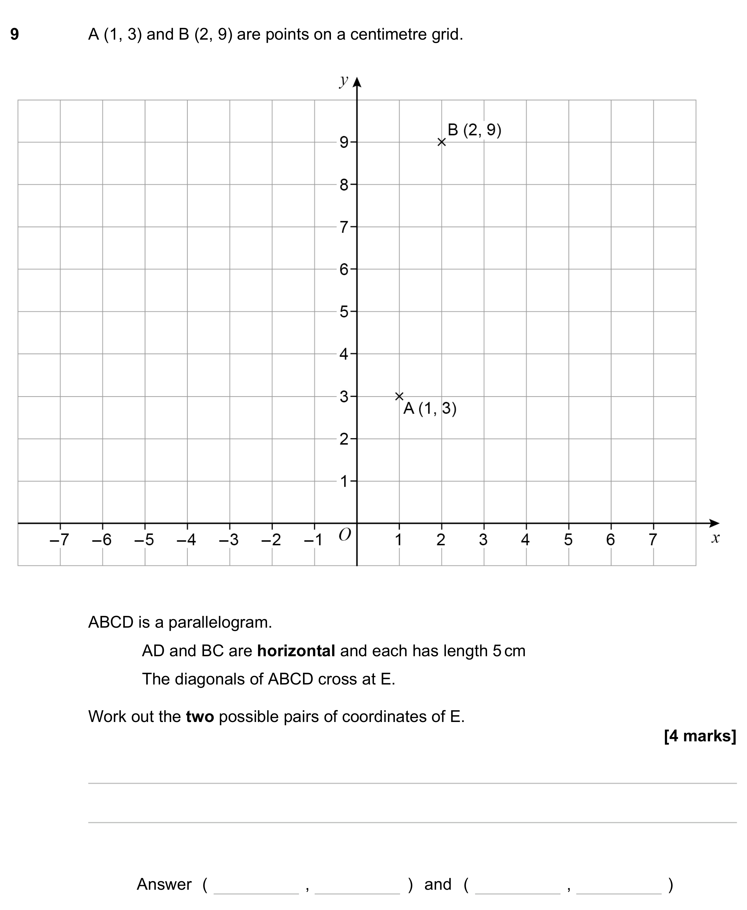 Question 9 — Coordinates, Polygons, Midpoints — AQA GCSE June 2023
