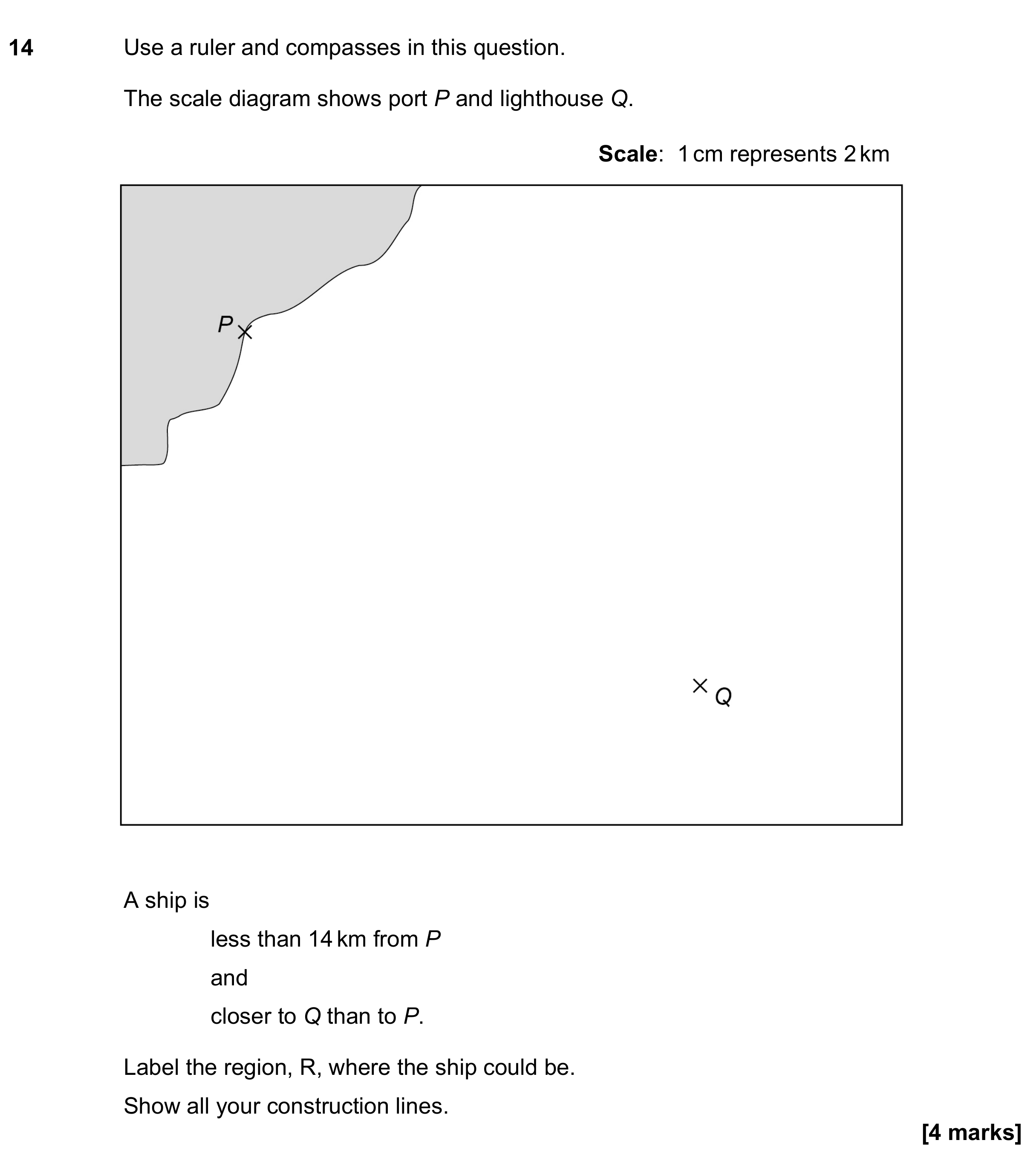Question 14 — Maps, Construction — AQA GCSE November 2023