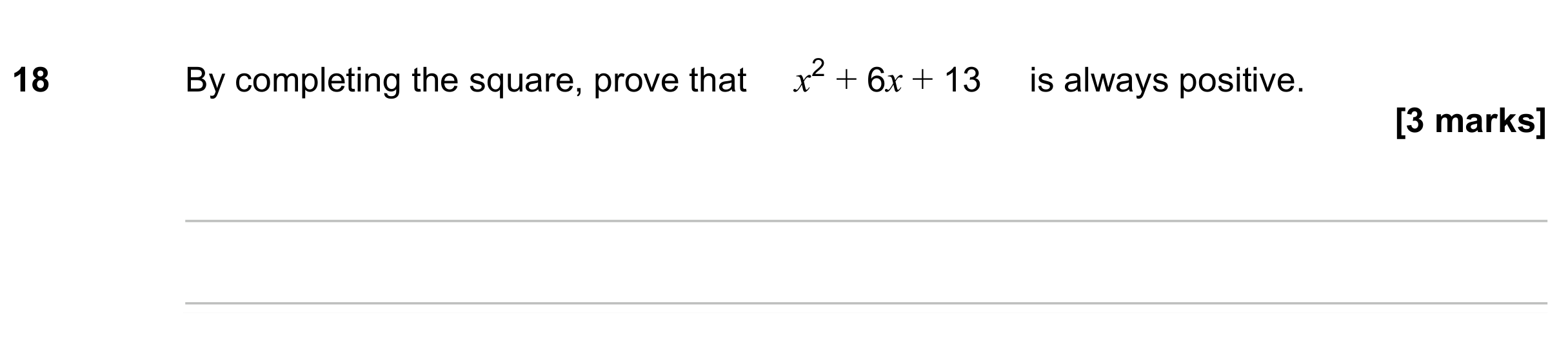 Question 18 — Quadratic Equations — AQA GCSE November 2023
