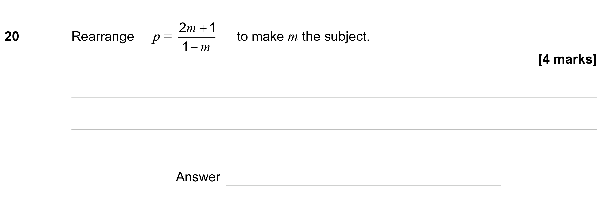Question 20 — Formulae — AQA GCSE November 2023