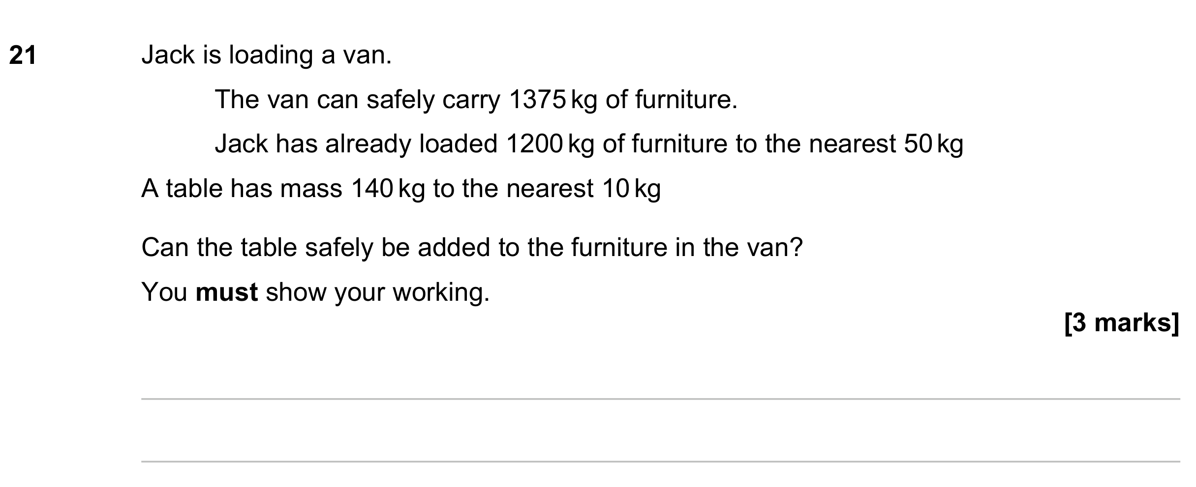 Question 21 — Rounding — AQA GCSE November 2023