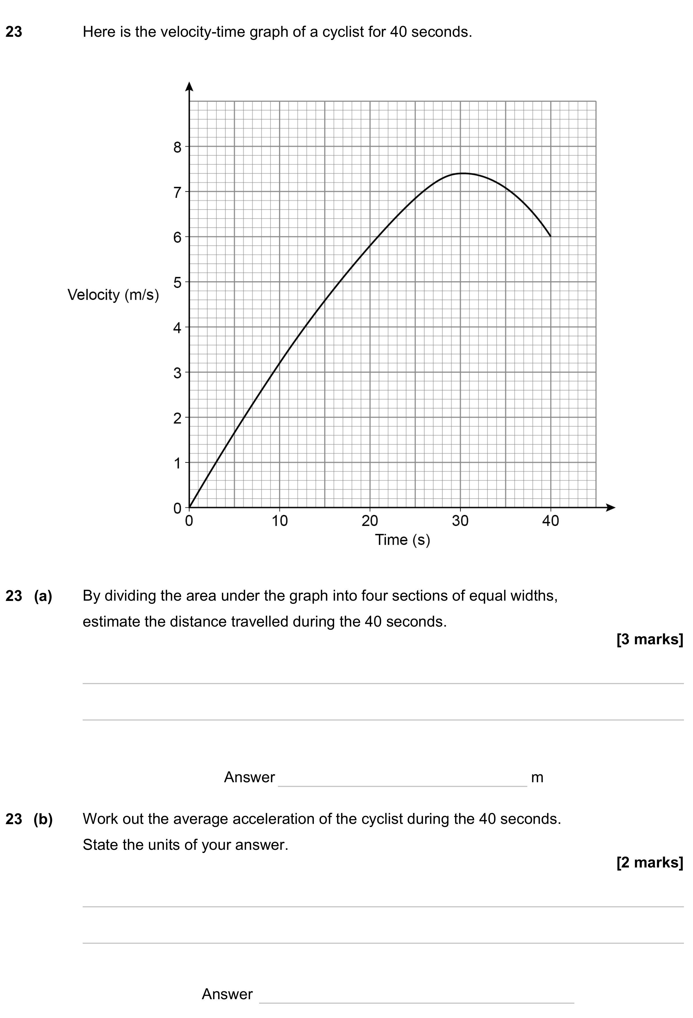 Question 23 — Speed Time Graph, Velocity Time Graph — AQA GCSE November 2023