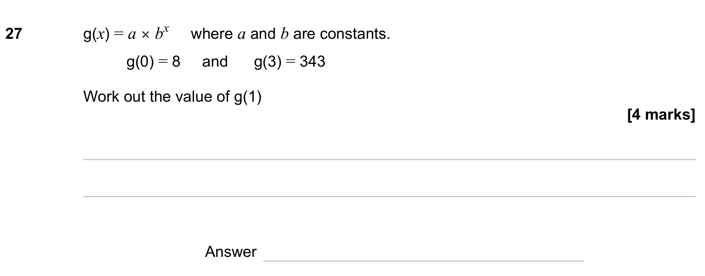 Question 27 — Functions — AQA GCSE November 2023