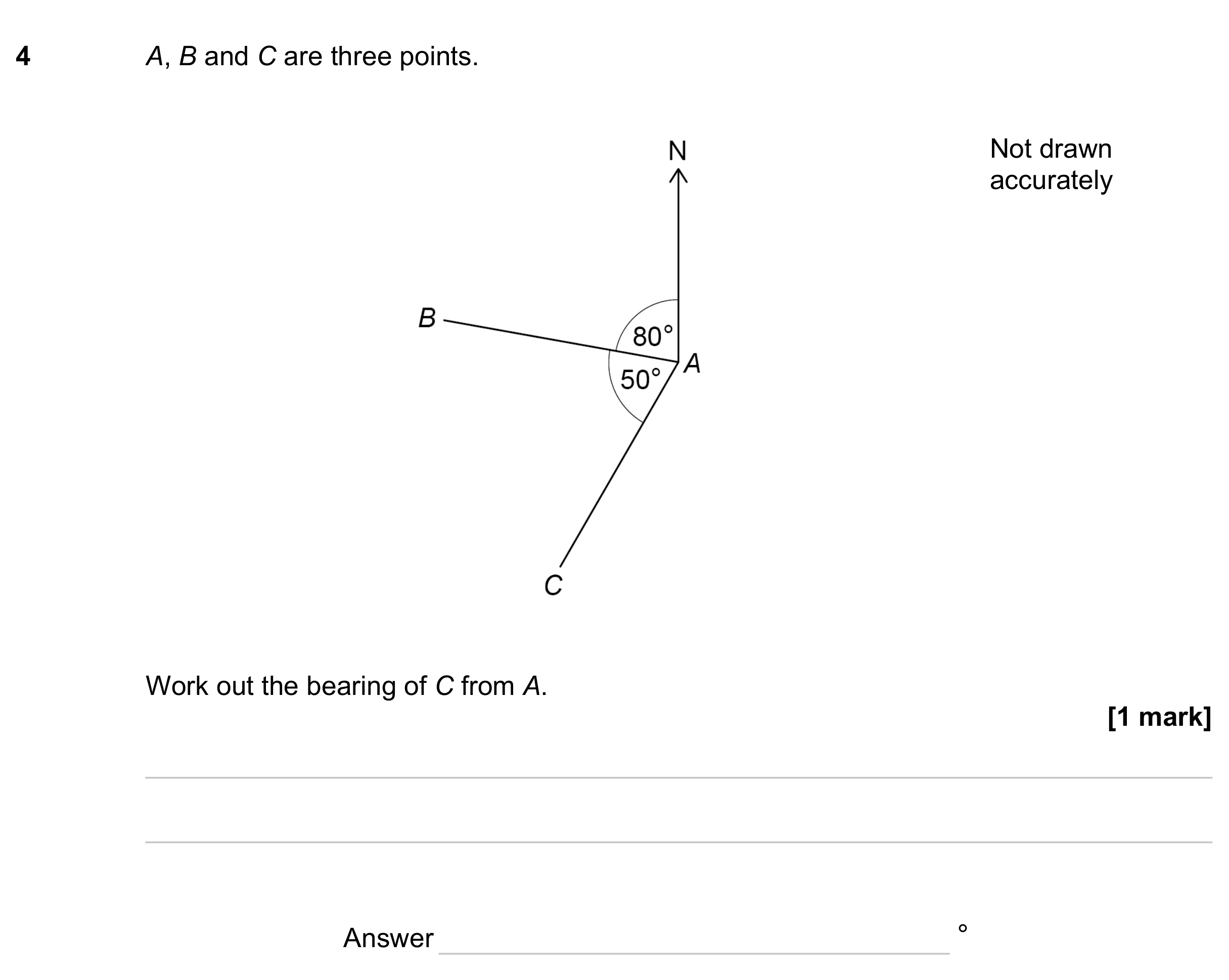 Question 4 — Bearings — AQA GCSE November 2023