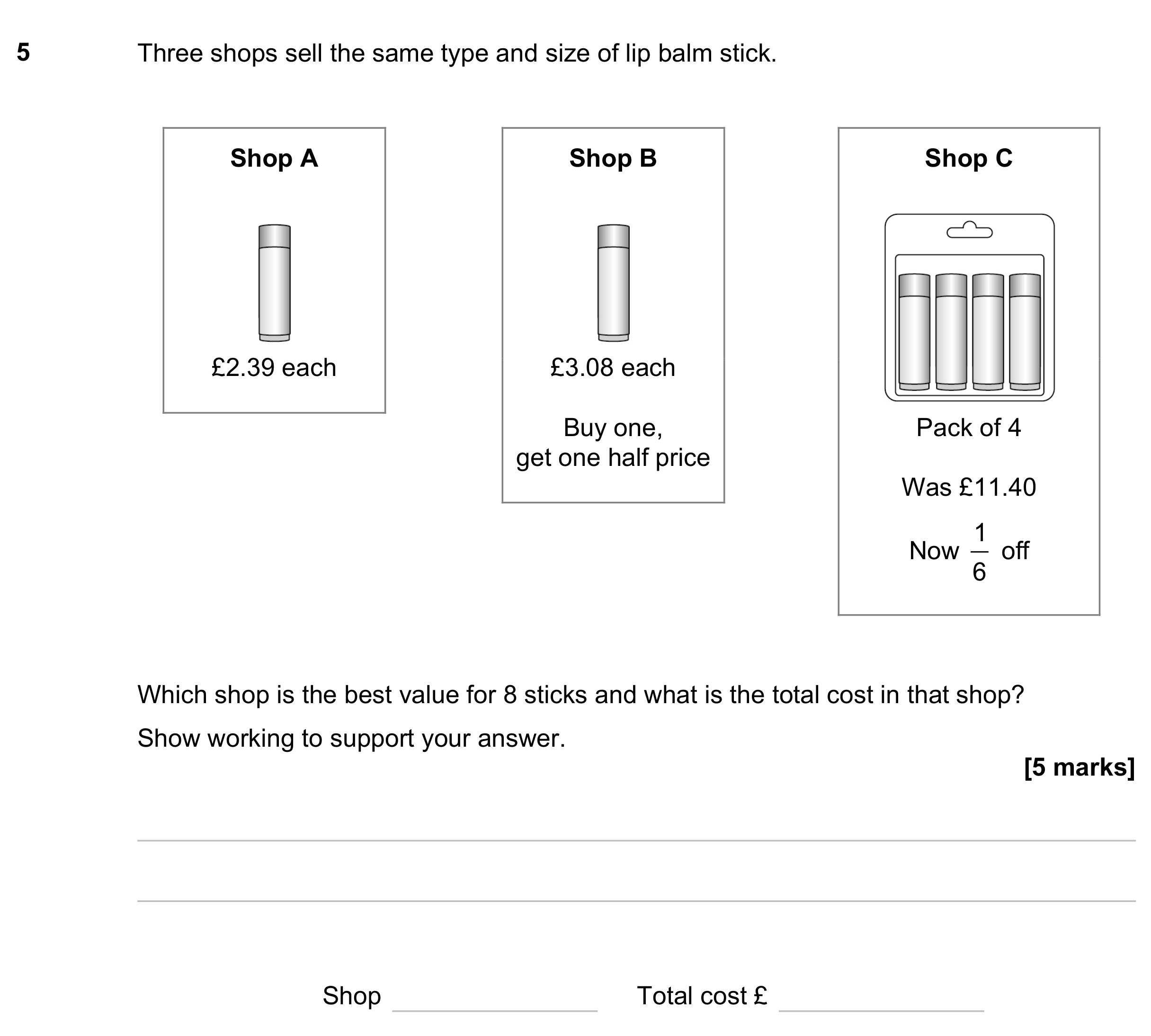 Question 5 — Money Problems — AQA GCSE November 2023