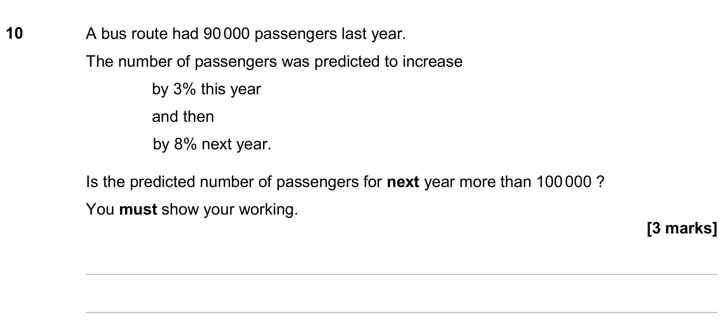 Question 10 — Percentages — AQA GCSE June 2024