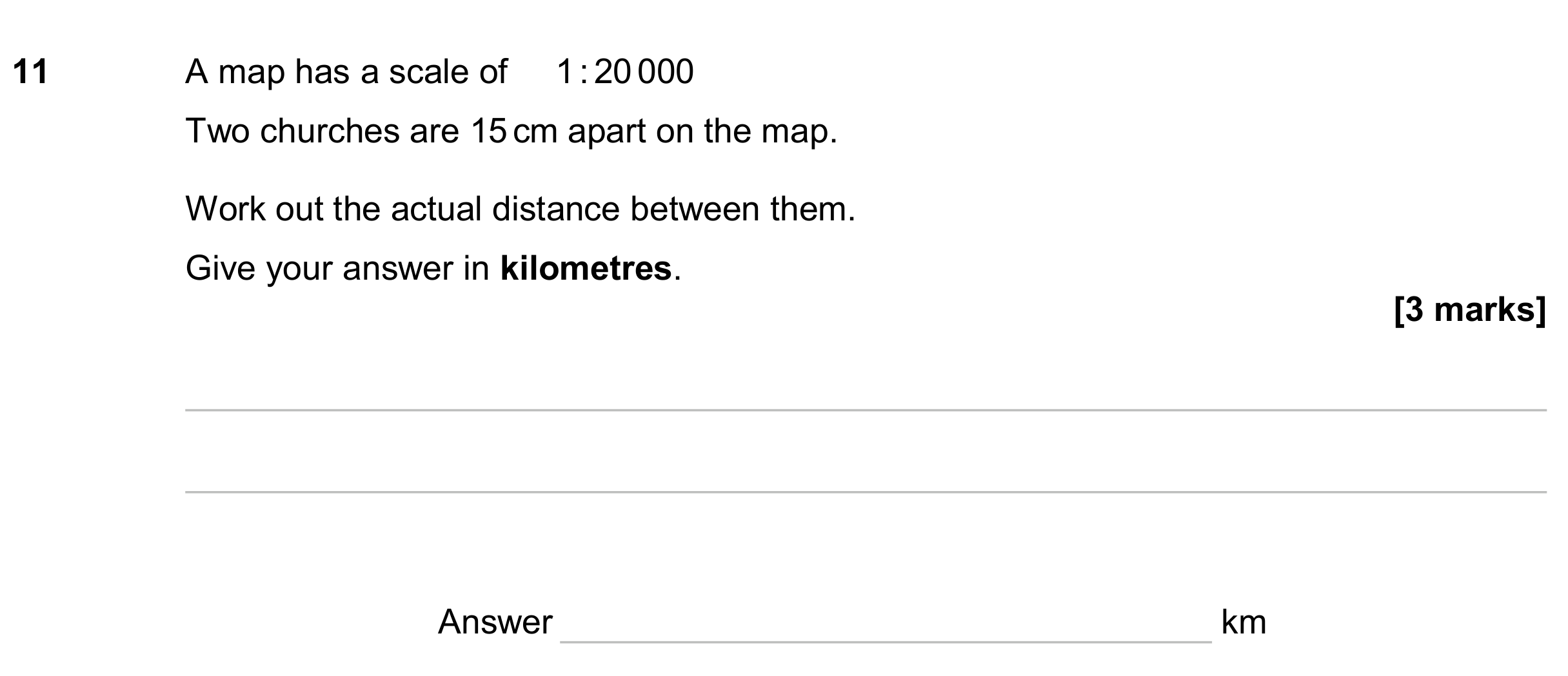 Question 11 — Maps, Unit Conversions — AQA GCSE June 2024